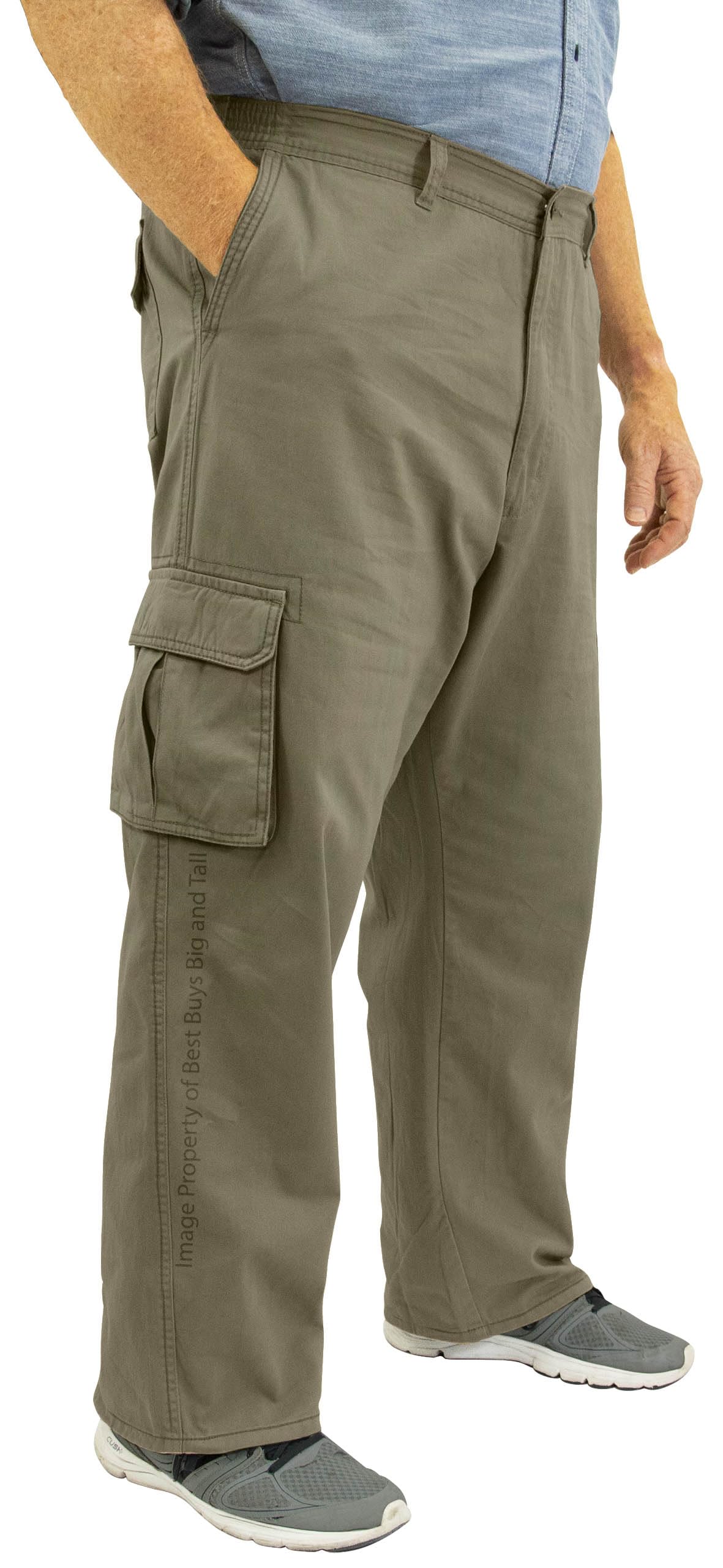 ROCXL Big & Tall Men's Cotton Cargo Pants with Expandable Waist
