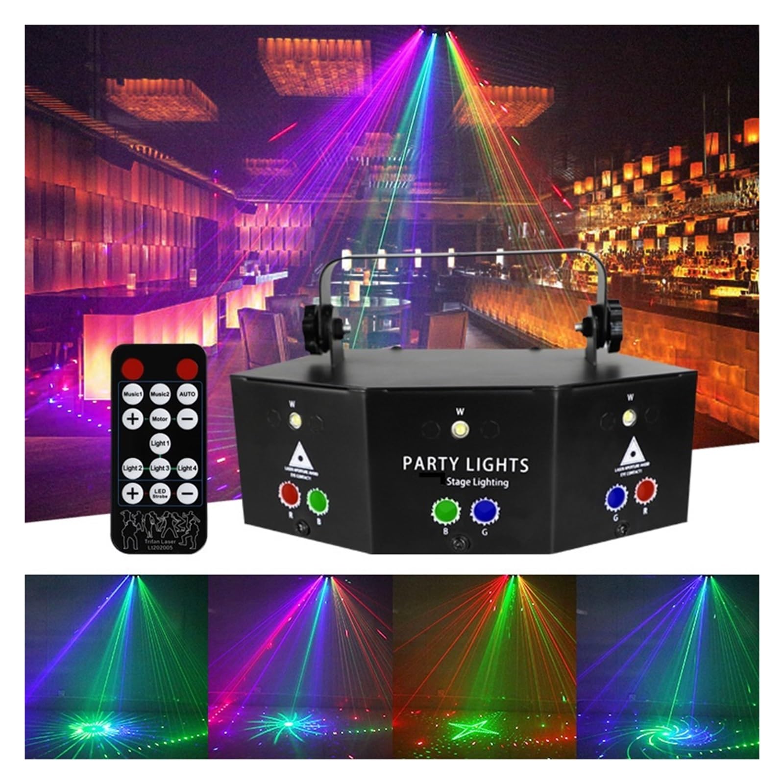 Oświetlenie Sceniczne, 9 otworów RGB DJ Disco projektor świetlny oświetlenie sceniczne oświetlenie LED muzyka kontrola dźwięku dla baru KTV do klubu na imprezę klub nocny