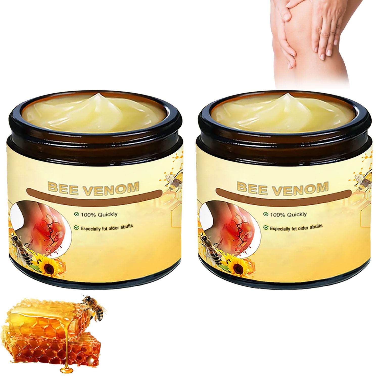2 Pcs Bee Venom Cream, Advanced Bee Venom Cream - Specially for for Back, Neck, Hands, Knee