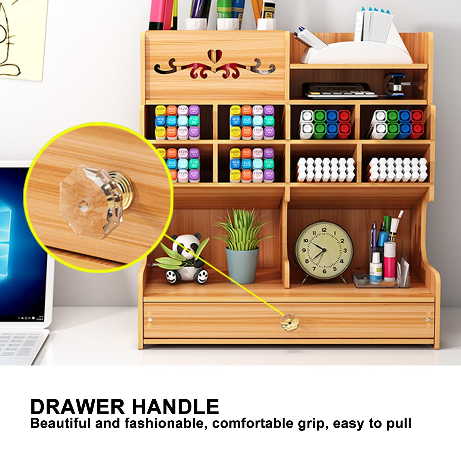 Juego De Posavasos De Madera Con Soporte Para Bolígrafos KIAH - Organizador De Escritorio Multifunción