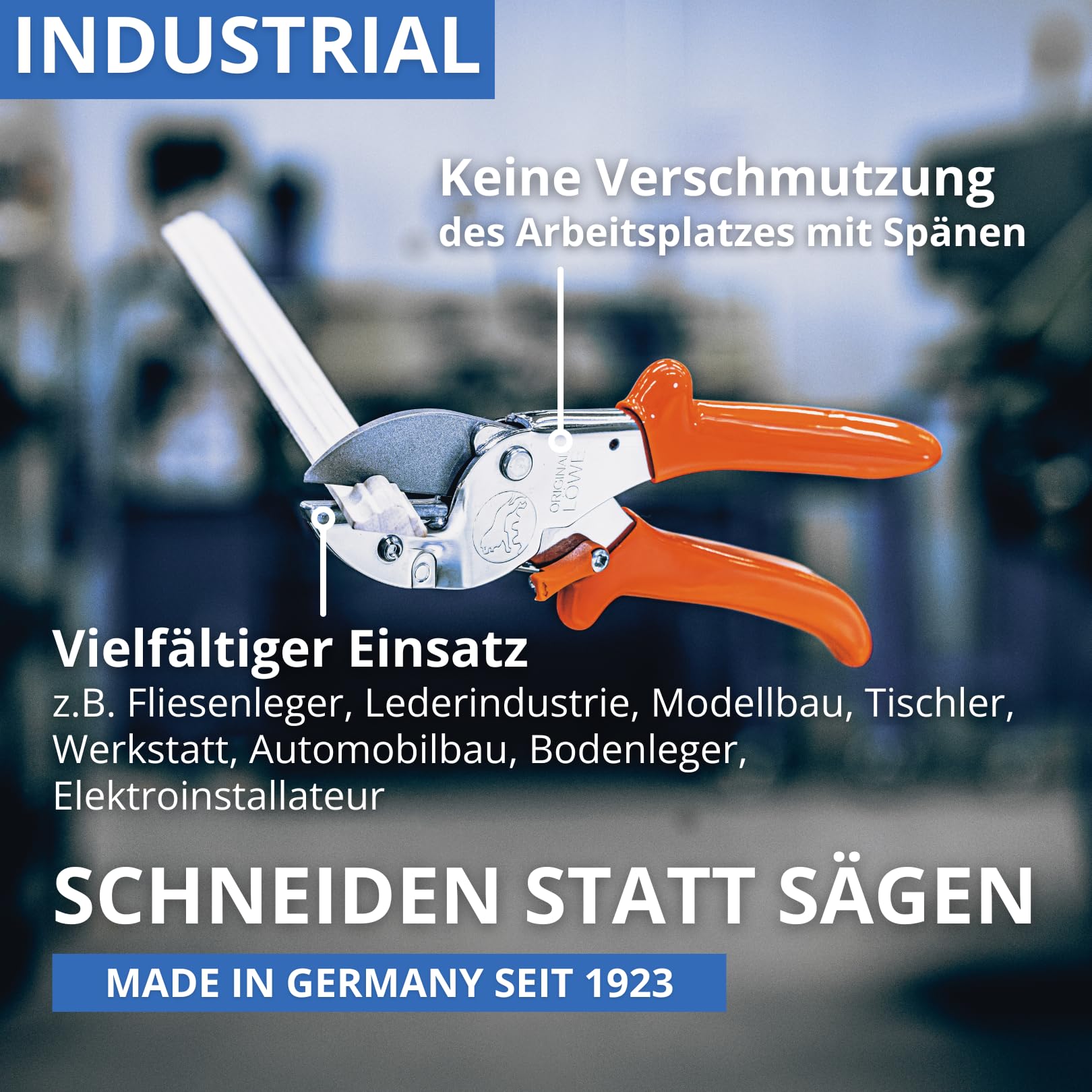 Original LÖWE 1.105 Profi Universal Amboss-Schere - antihaftbeschichtete Stahlklinge 40 mm Schnittlänge - vielseitig einsetzbare Schere in Industrie & Handwerk f. Holz Kunststoff Gummi Leder Metall