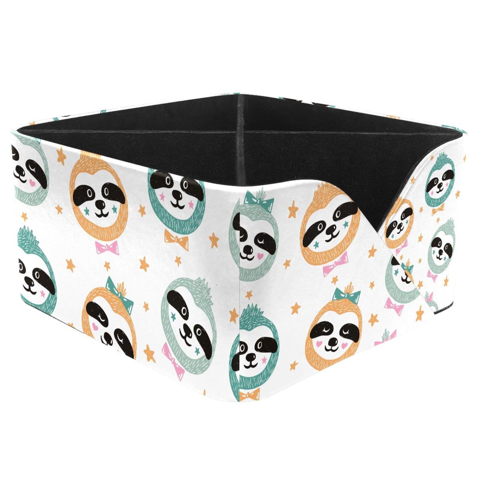 KengjuTesu Baby Sloths Face Pattern Desktop Organizer Pen Holder, Rectangular Pencil Cup for Office, Study and Makeup Stations