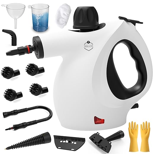 Pressurized Upgraded Handheld Steam Cleaner for Home with 13 pcs Accessories, Chemical-Free Multi-Purpose 450ML Steamer for Cleaning Car, Furniture, Floor, Tile Grout and Home Use