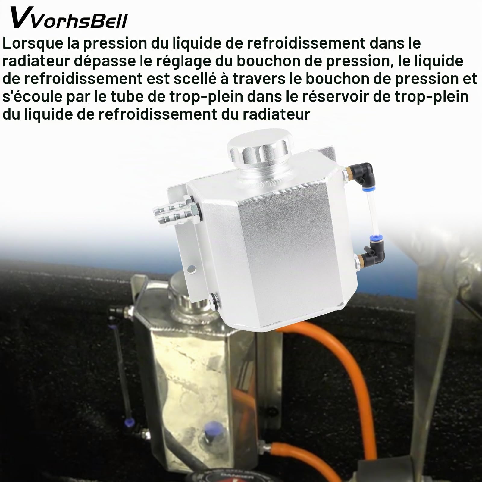 Réservoir d'expansion de liquide de refroidissement universel en aluminium 1L, réservoir de récupération d'huile, réservoir de dégazage, bouteille, refroidisseur, réservoir de débordement