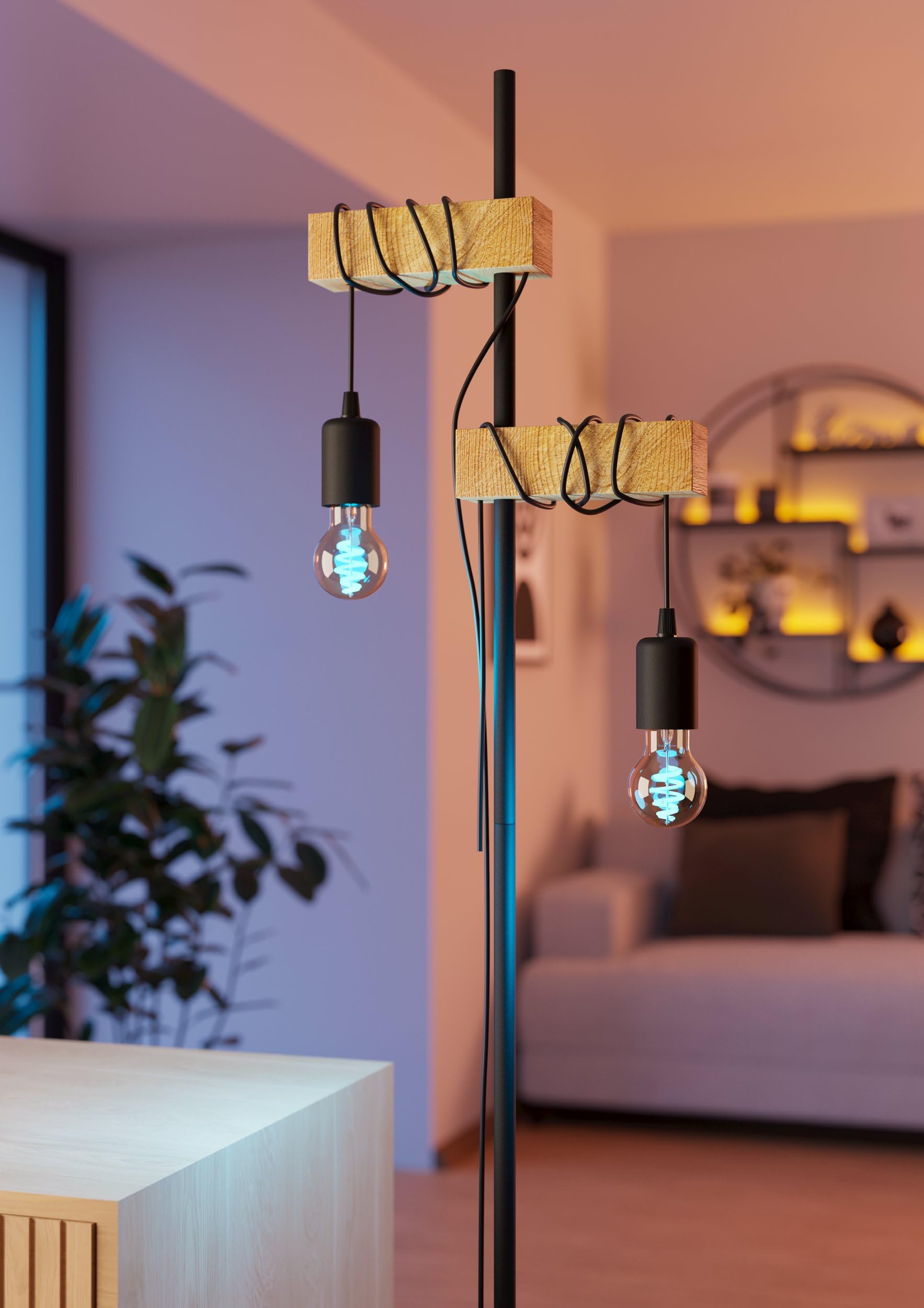 EGLO connect.z Smart-Home LED Vintage Leuchtmittel, 2er Set ink. Schalter | 2 E27 Glühbirnen + Lichtschalter, Matter, ZigBee, App und Sprachsteuerung Alexa, dimmbar, warmweiß-kaltweiß, 806 Lumen, amber