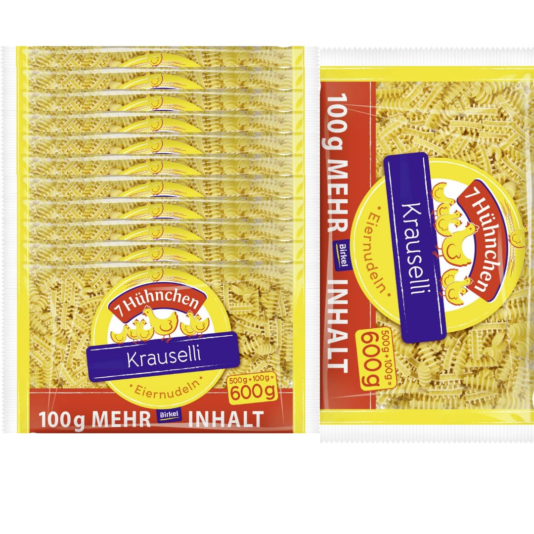Birkel 7 Hühnchen Eiernudeln Krauselli Nudeln Pasta 600 gramm x 12 Stück