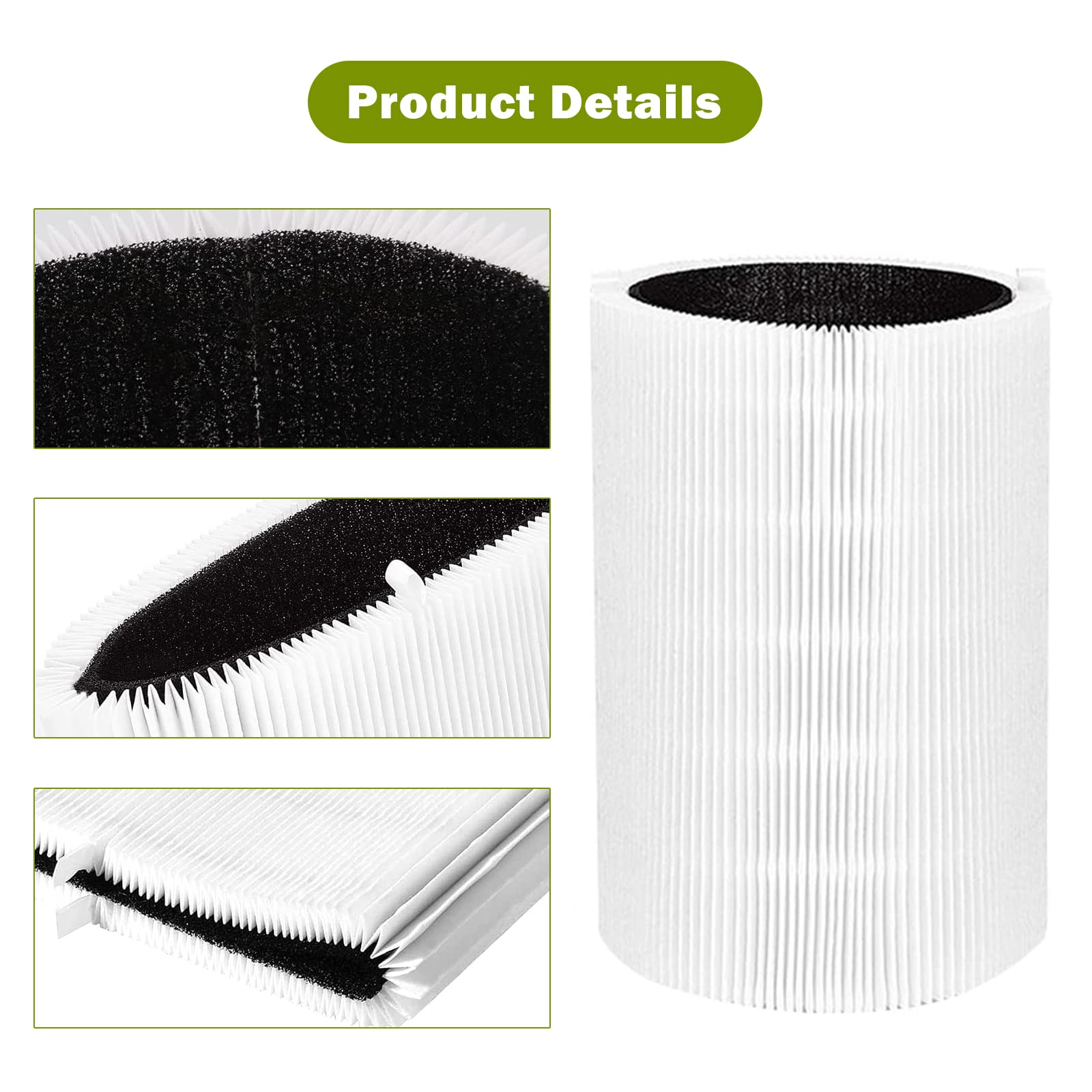 2 stuks vervangend filter compatibel met Blueair Pure 411,411 en mini
