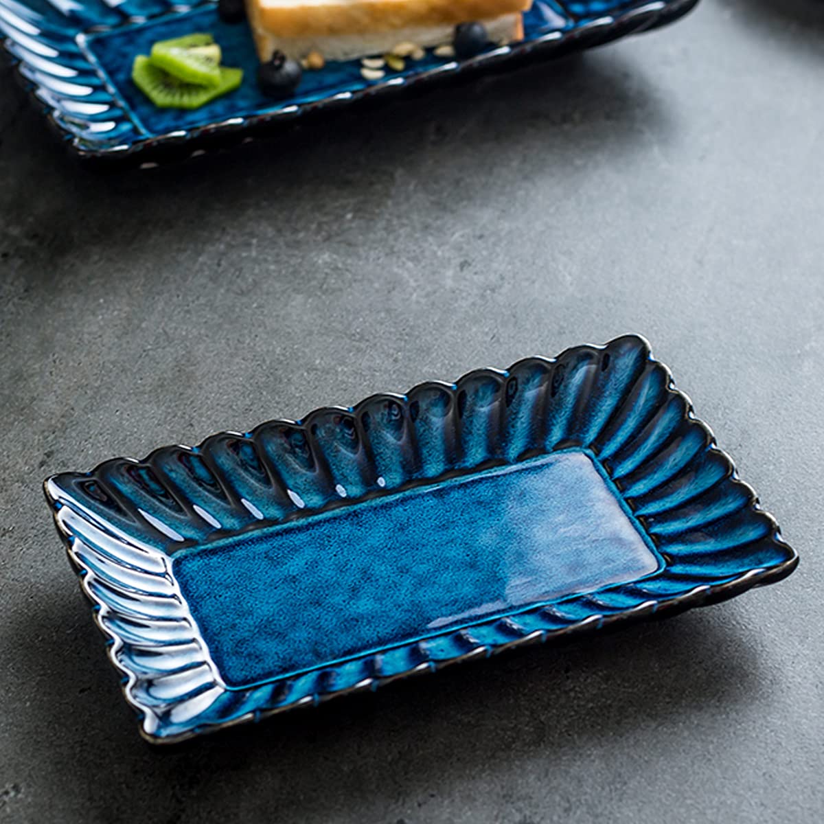 Assiettes à dîner de Poisson rectangulaires, Assiettes à dîner de Style Japonais, Assiettes à Sushi en céramique, 2 pièces/20 cm，8Inch