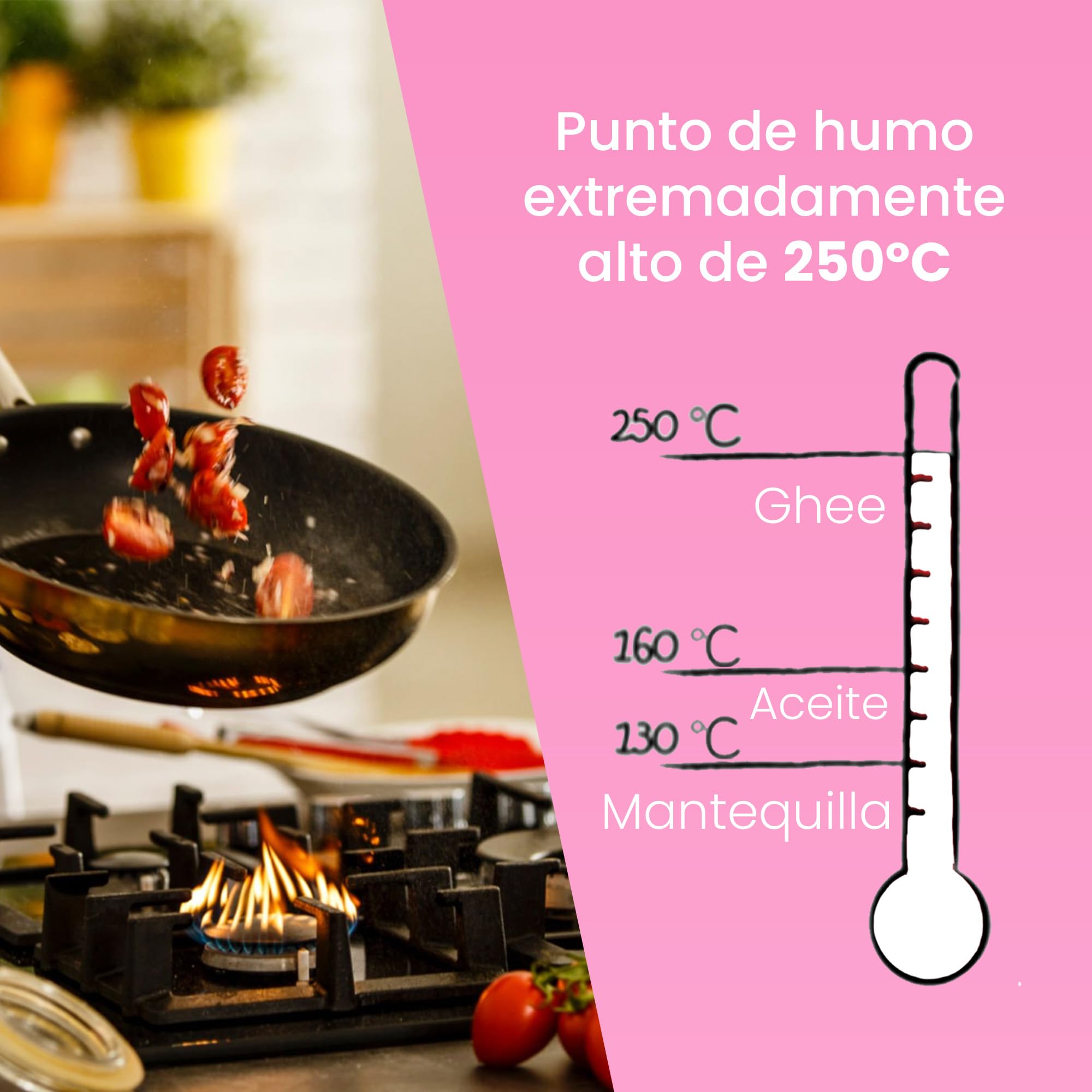 Ghee Easy Bio Ghee y Coco Mezcla 500g - 50% Ghee y 50% Aceite de Coco Extra Virgen - 100% Orgánico y Biológico - Sin Lactosa y Sin Gluten