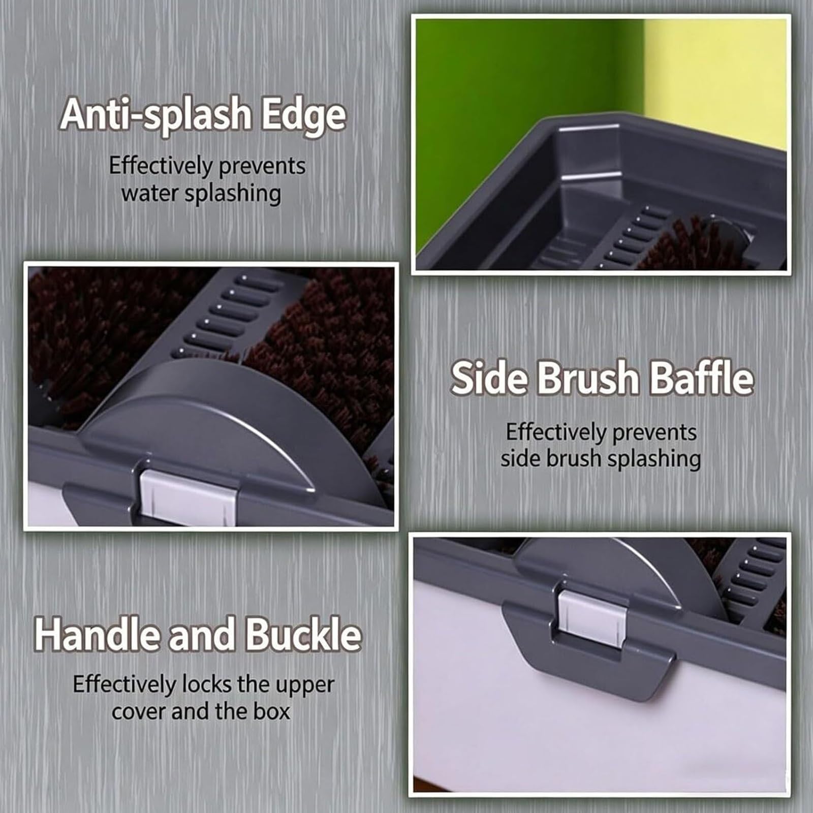 Máquina de limpieza de suela de zapatos de autoservicio, cepillo limpiador de zapatos para exteriores con almohadilla absorbente, sin electricidad, diseño de cepillo separado, diseño desmontable, para