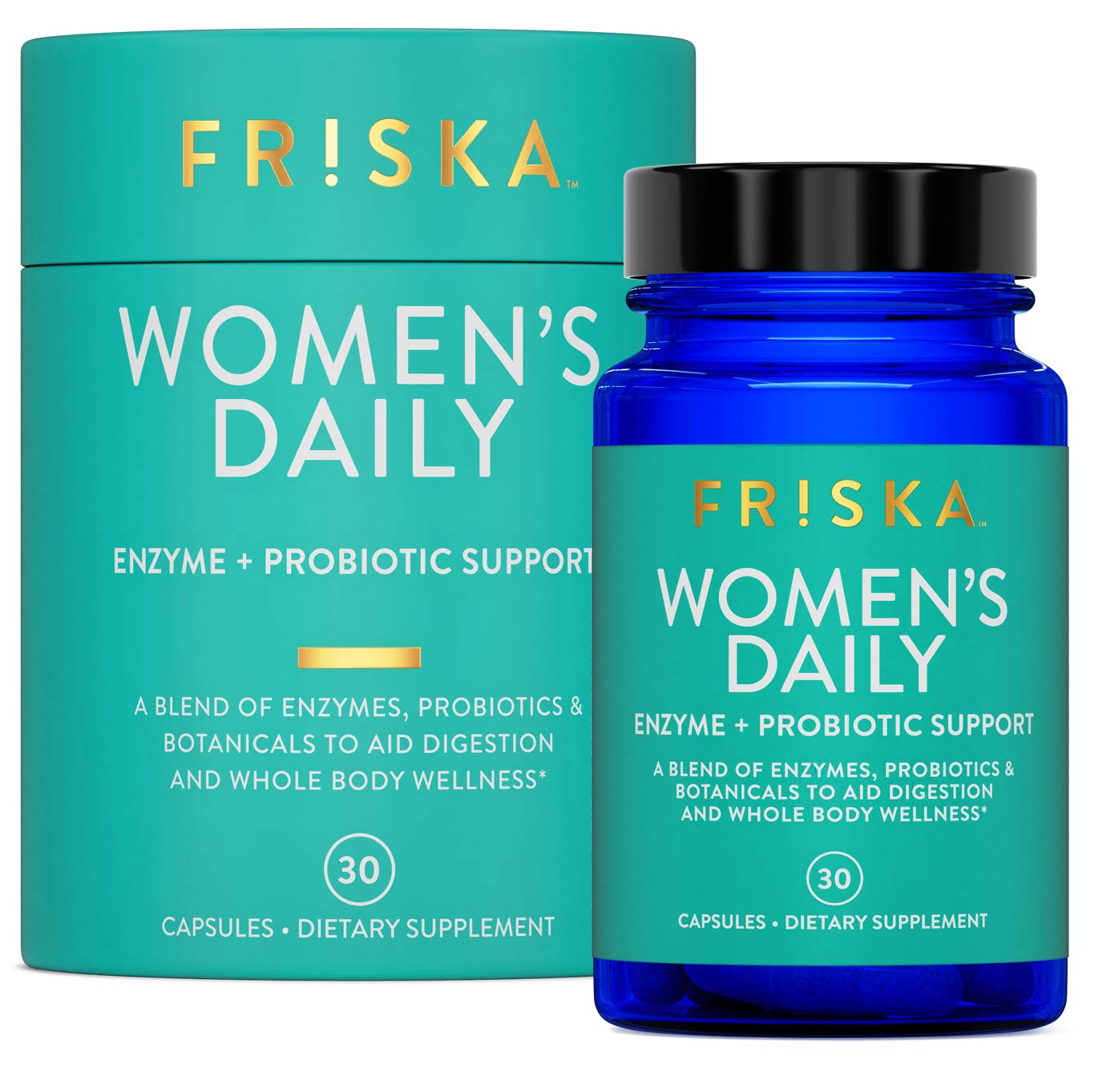 FRISKA Womens Daily Digestive Enzyme and Probiotics Supplement Advanced Natural Support for Female Digestive Health Fights Bloating Eases