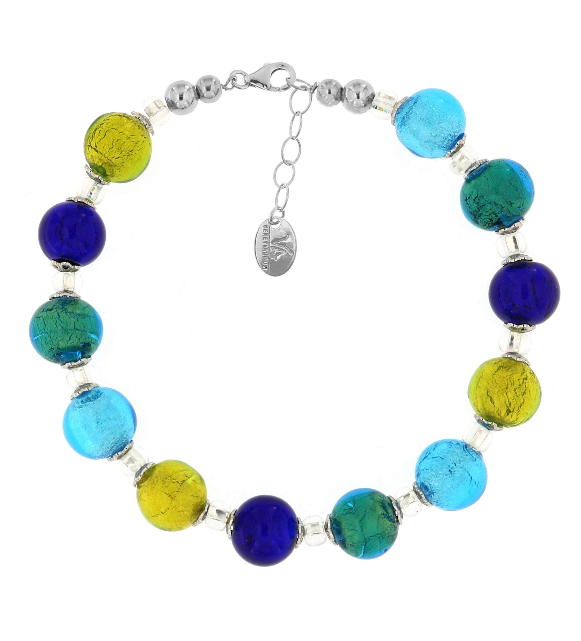 Venetiaurum - Bracciale per Donna Con Pietre Multicolore In Vetro Originale Di Murano E Argento 925 - Gioiello Made In Italy Certificato