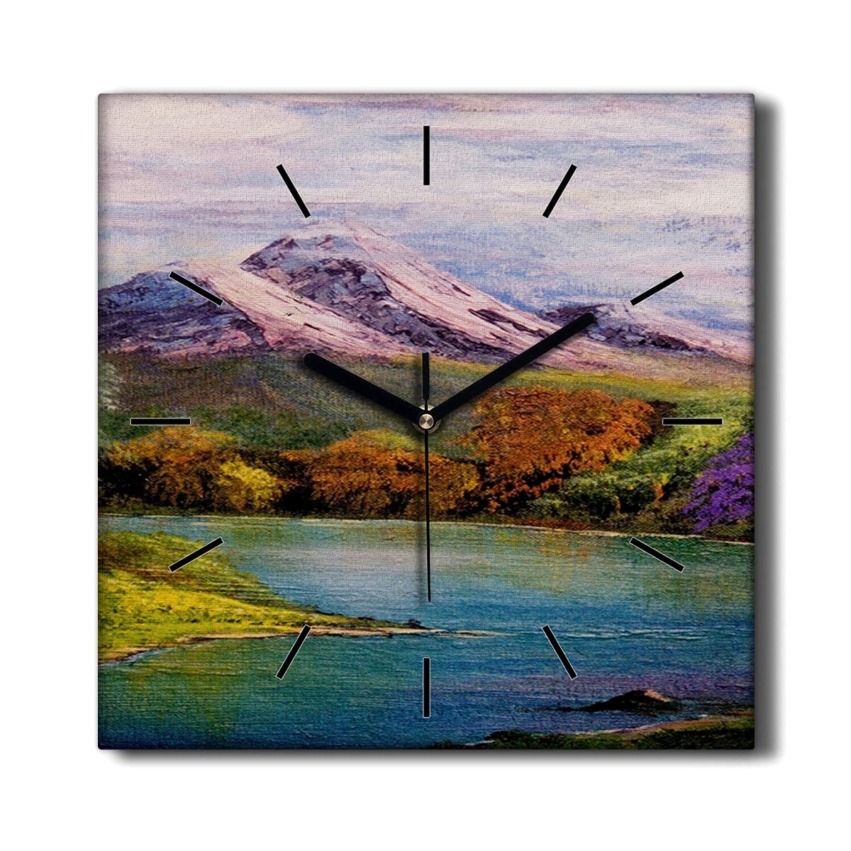 Horloge sur toile 30x30cm horloge murale sans tic-tac décoration salon montagne