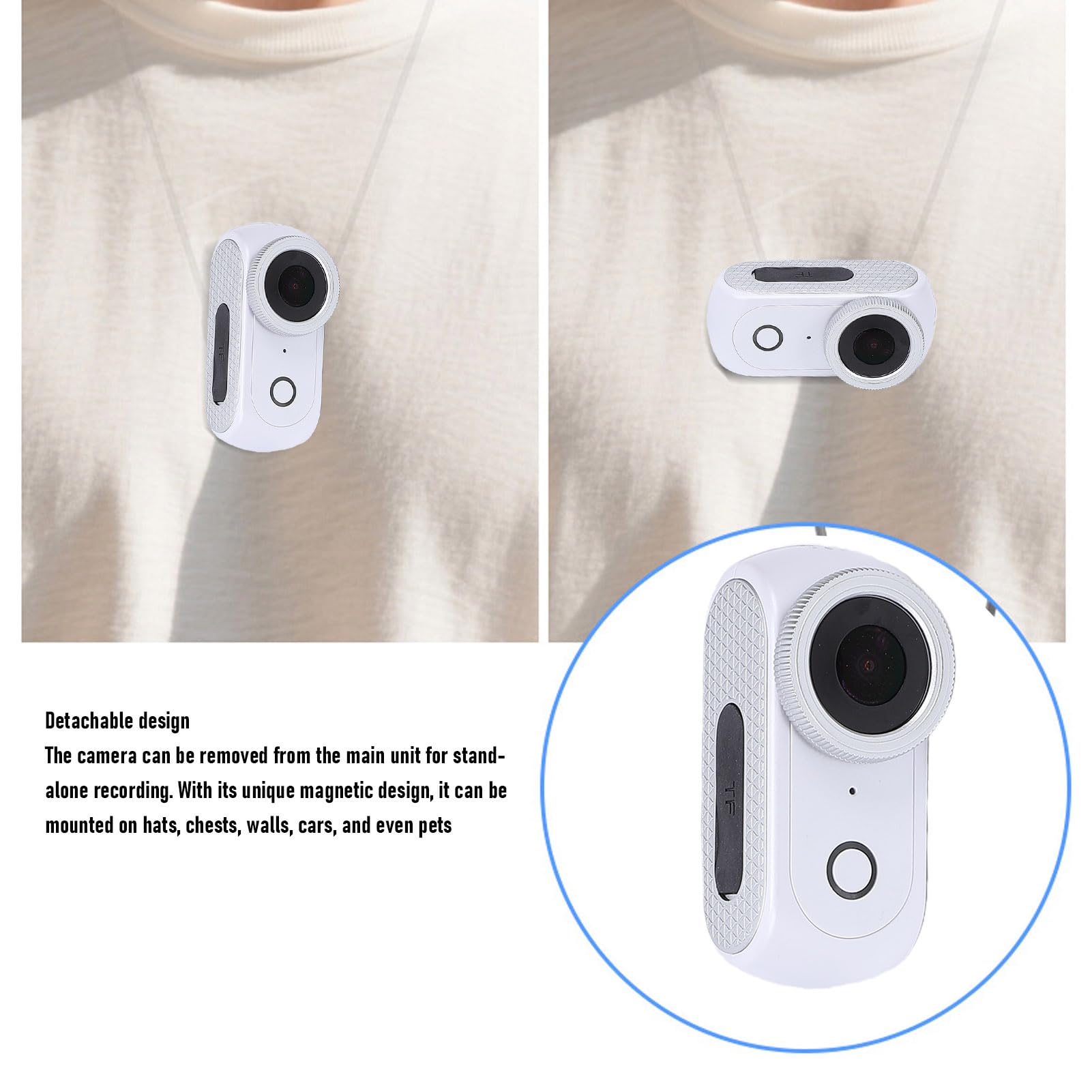 Cuifati Caméra d'action 4K, Conception Magnétique Détachable, Écran