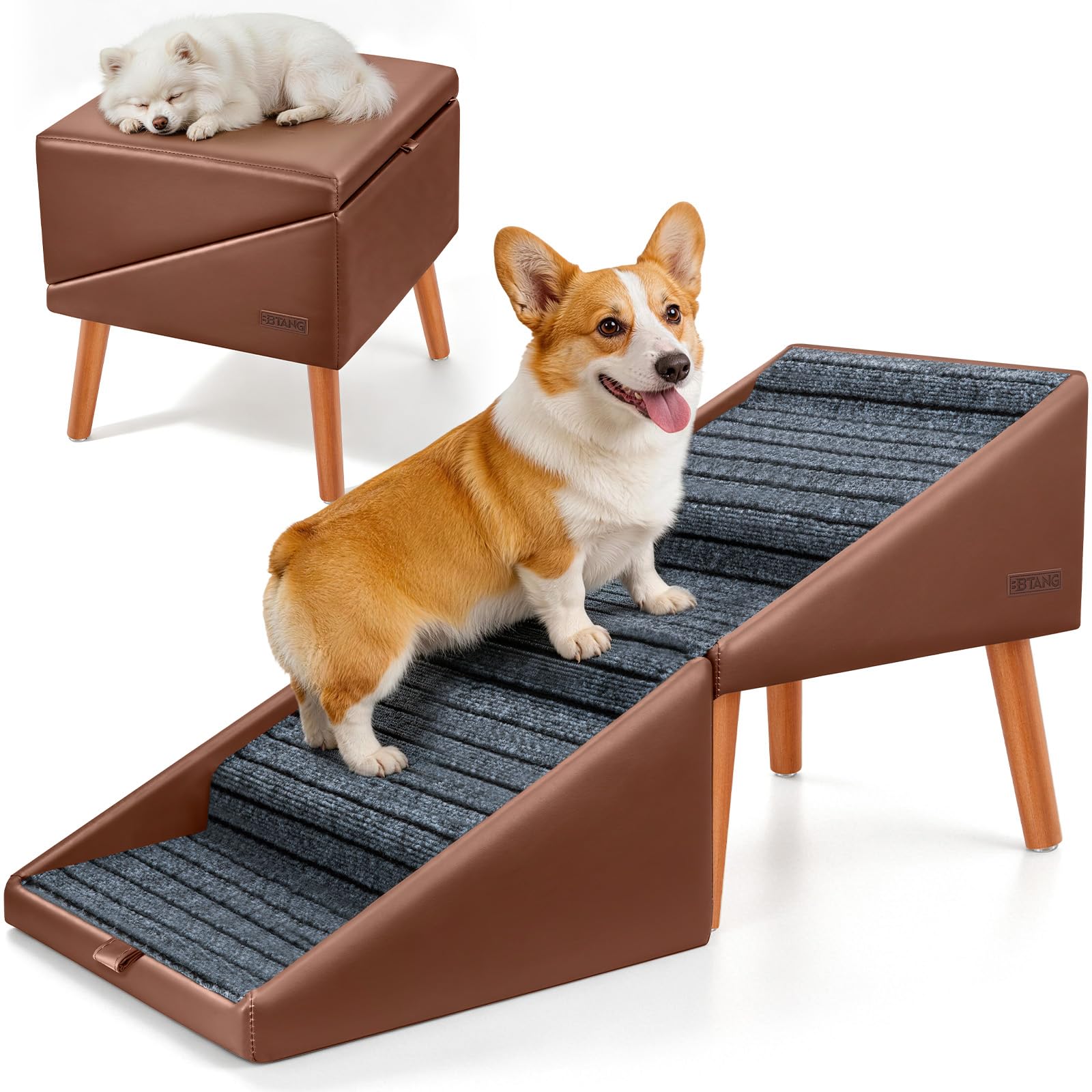 Photo 1 of 17" H Dog Stairs for Small Dogs – 4-Step Non-Slip Dog Ramp for Couch