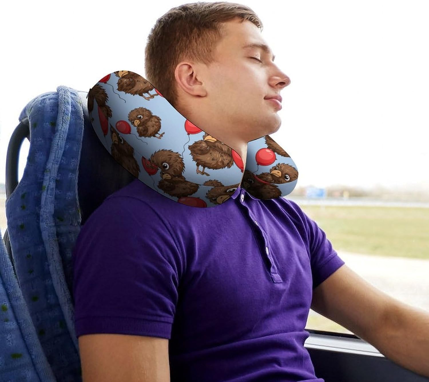 Kiwi Bird Travel Pillow U Shape Neck Pillow Washable Pillowcase for Sleeping Chair