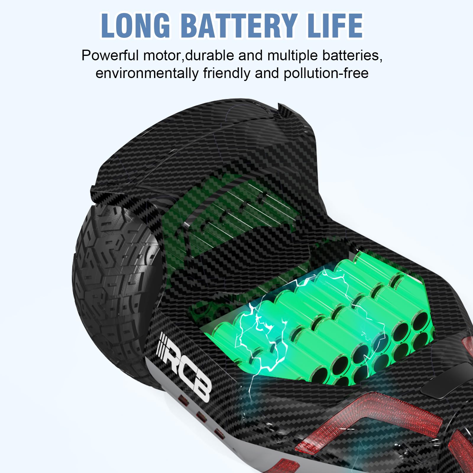 RCB 8,5 Zoll All Terrain Hoverboard mit LED Lichtern, SUV Hoverboard mit Bluetooth-Lautsprecher und App,Balancing Scooter für Kinder und Erwachsene