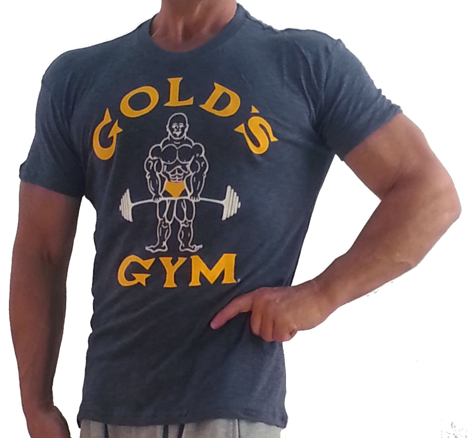 G110 Golds Gym Shirt -Acid Wash Joe logo (XL, Indigo)