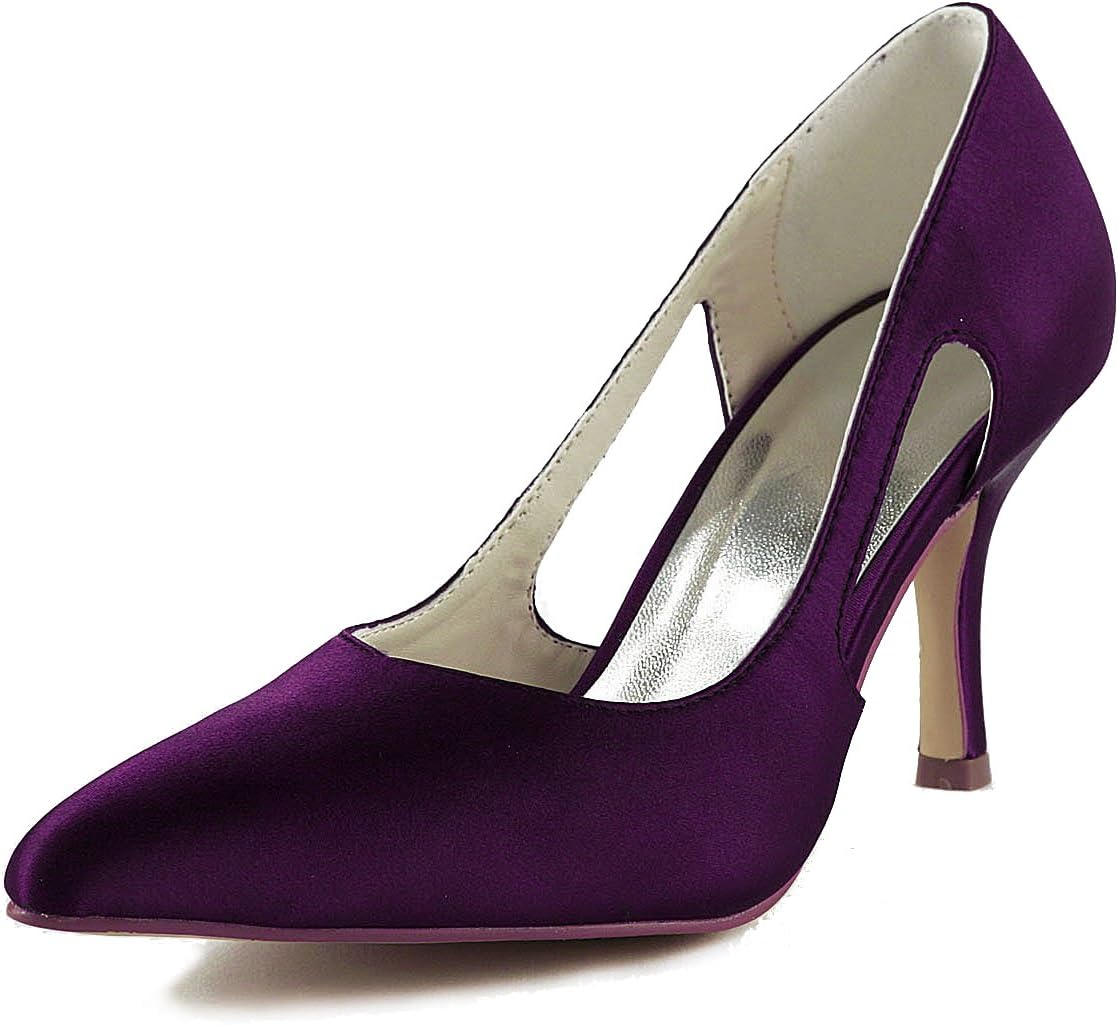 JIAJIA Damen Brautschuhe – T-Riemen, Geschlossene Zehe, Niedrige Absatz, Satin – Für Hochzeit & Festliche Anlässe
