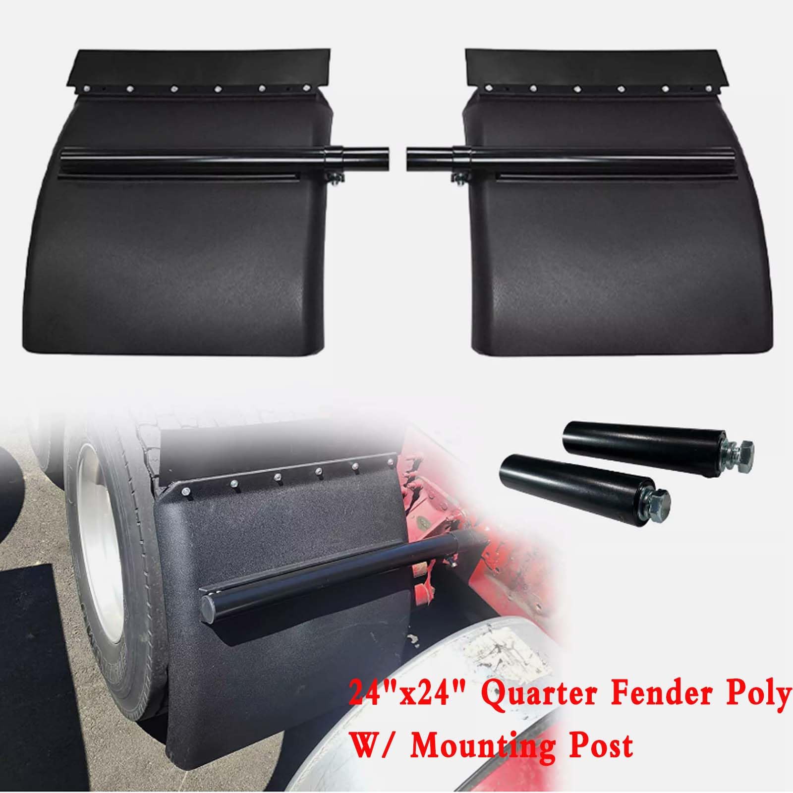 24"x24" Black Poly Quarter Fender Set, In Pair, Super - Foto 8