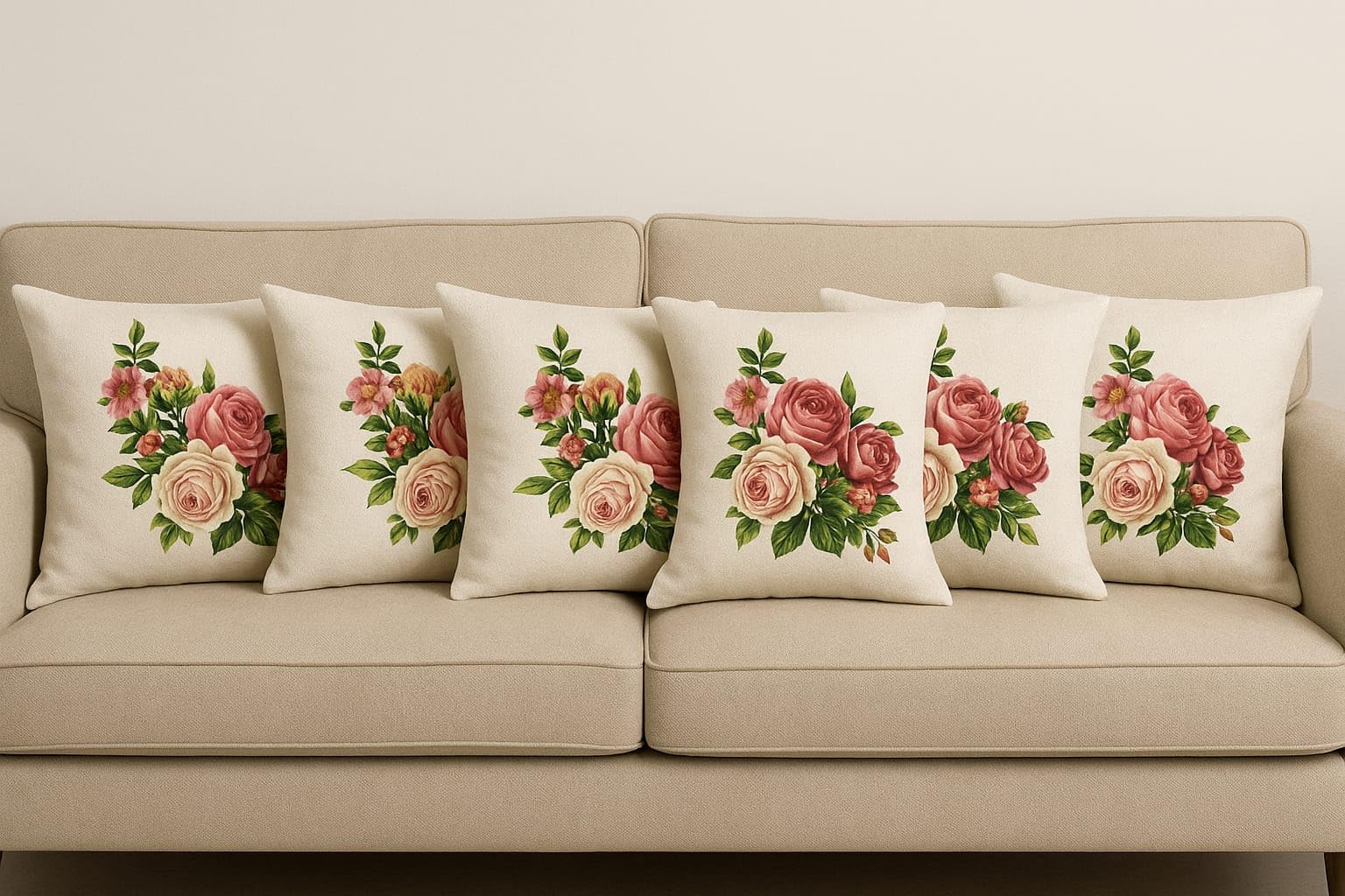 Jute Cushion Cover 20x20 Inch – Set of 6 Decorative Throw Pillow Covers for Sofa, Couch or Bed – Designer Printed Square Cushion Covers – Home Décor(Beige)-image-41