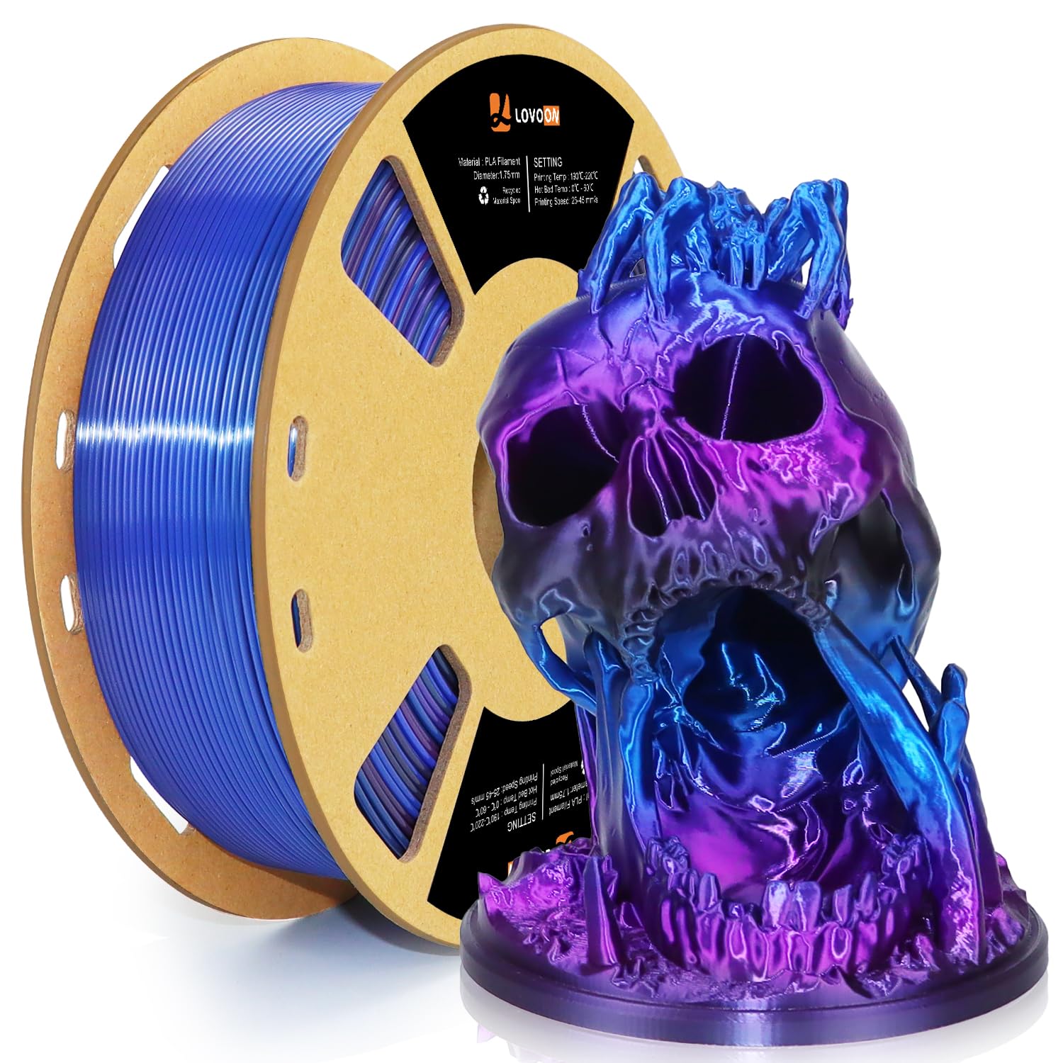 LOVOON Silk Tricolor PLA Filament - Rainbow 3D Printing -17