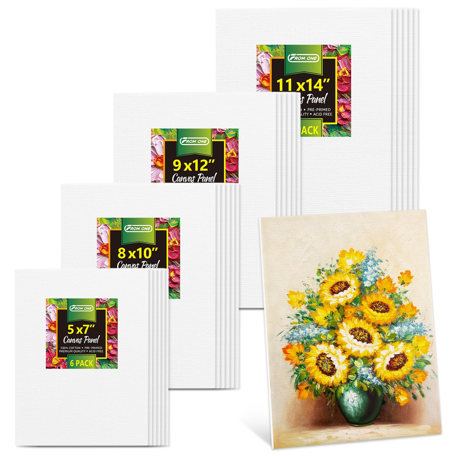 24-Pack Canvas Boards Cotton Titanium Gesso Primed for Acrylic & Oil