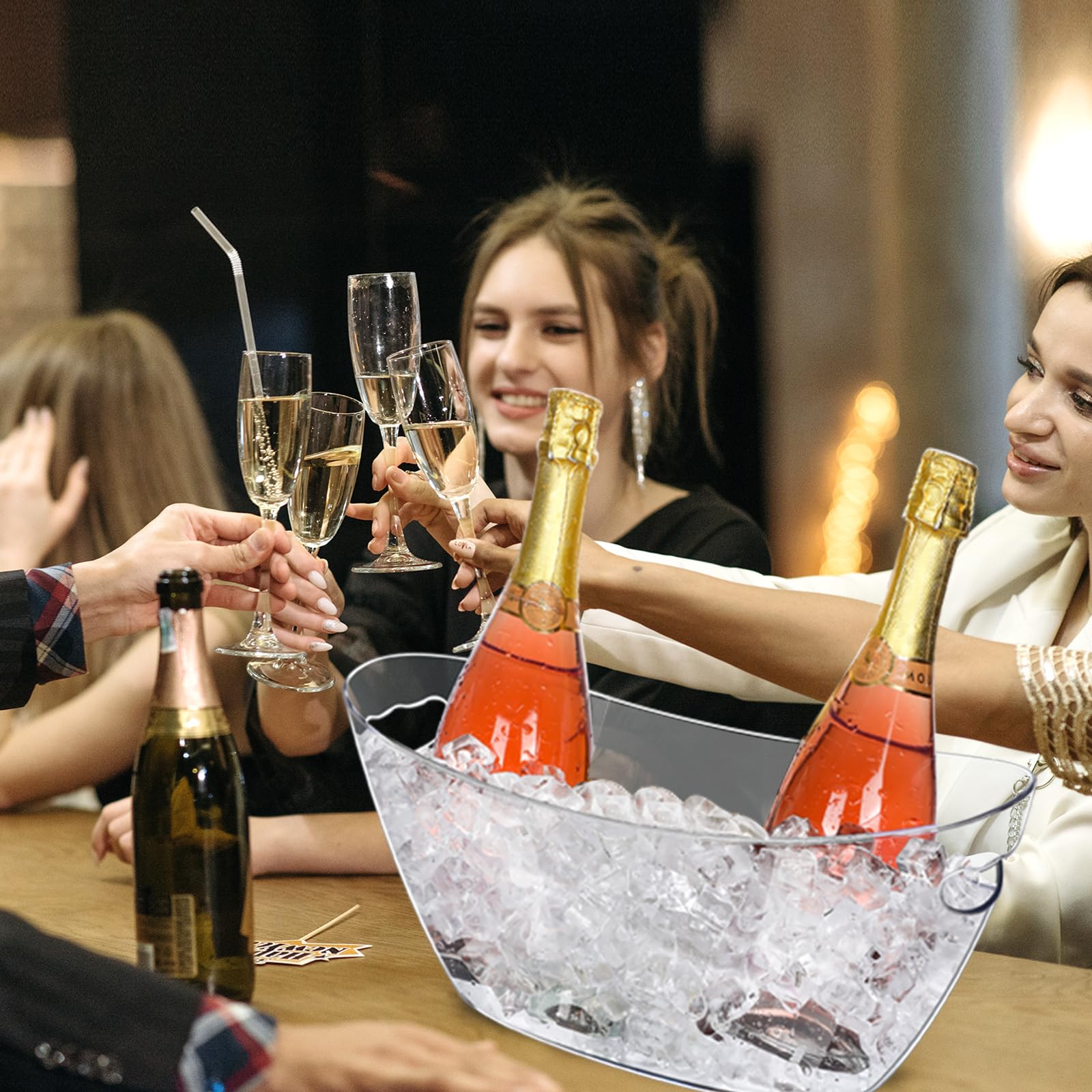 Secchielli per ghiaccio per feste (5,5 l), 2 pezzi, secchielli per ghiaccio, in acrilico trasparente, per champagne, bevande, cocktail bar, vino, birra, soda