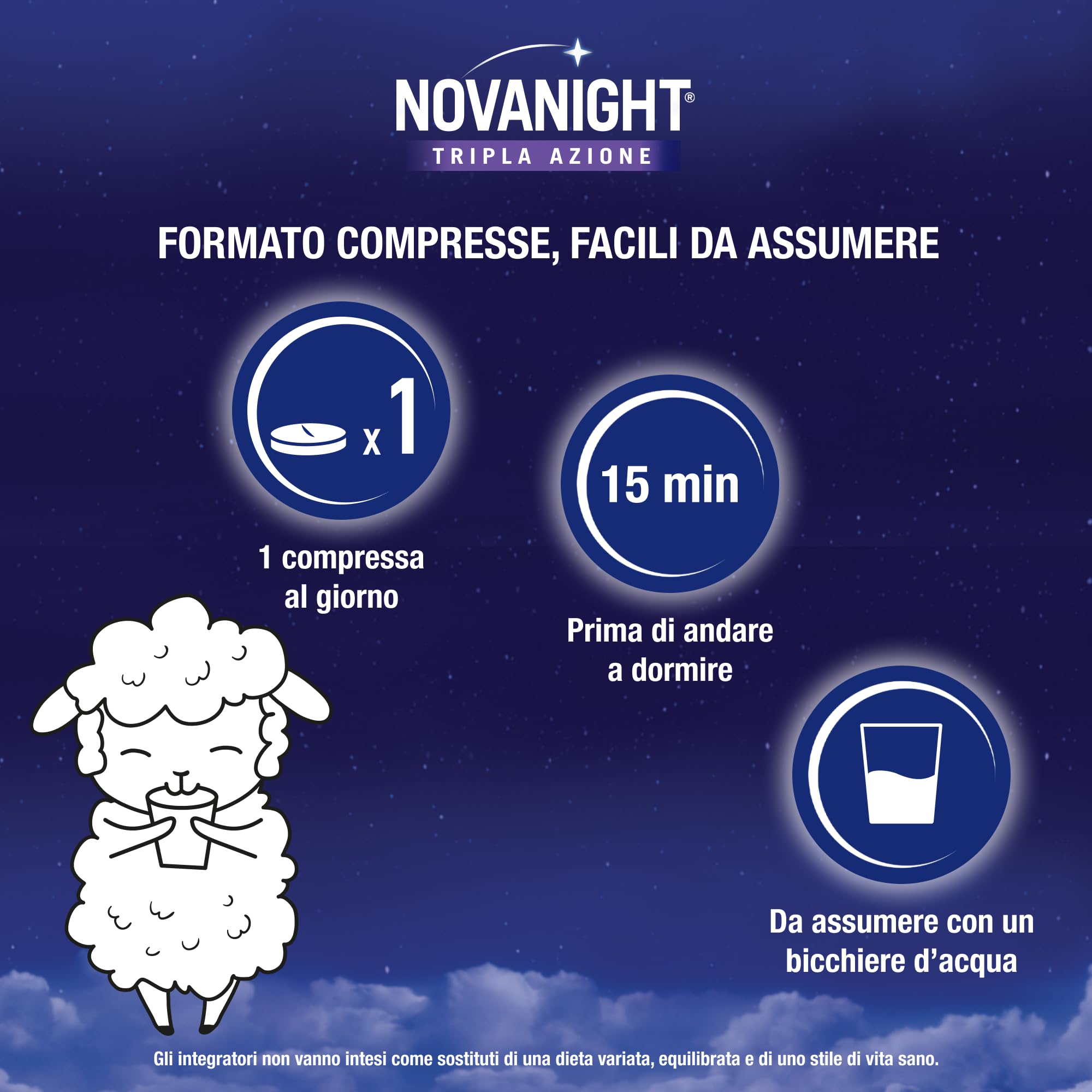 Novanight, Idee Regalo Tazza Thun in Omaggio con Novanight Tripla Azione Melatonina per Dormire, Integratori, Disturbi del Sonno - Escolzia, Passiflora, Melissa (70+70 Compresse)