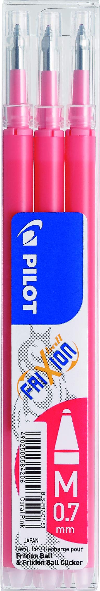 Pilot Pen Frixion Ball 2261019F Refill Rollerball Pen Thickness 0.7 mm Coral Erasable Pack of 3