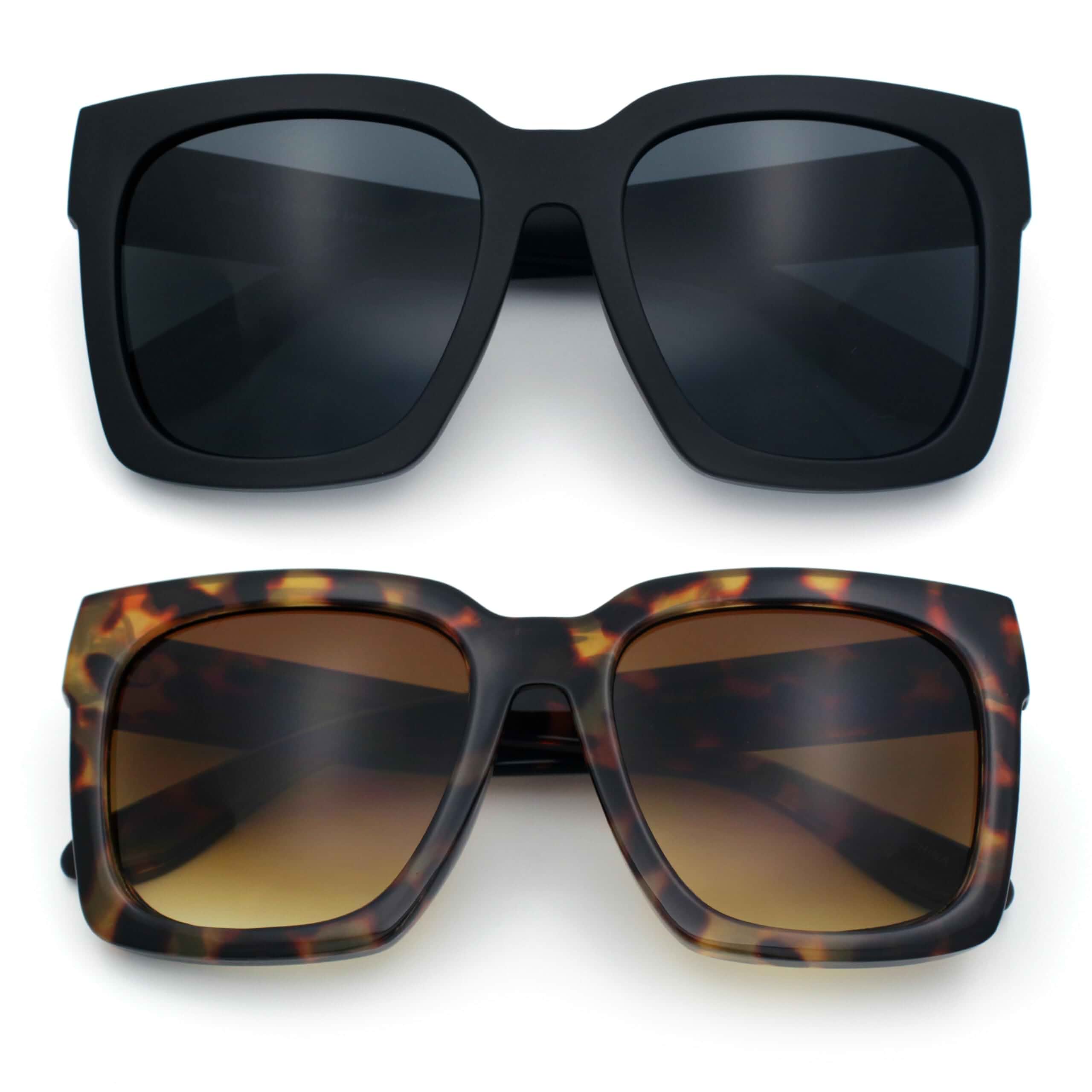 Womens Boyfriend Style XXL Oversize Horned Rim Thick Plastic Sunglasses Adult