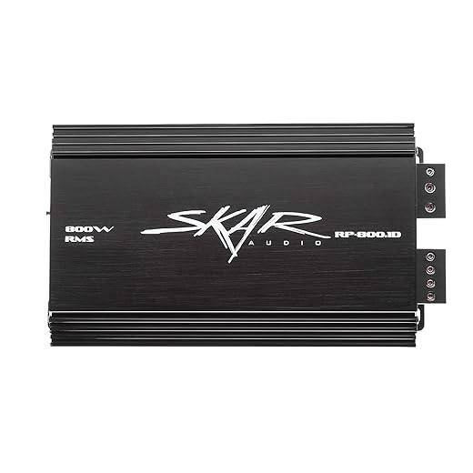 Skar Audio RP-800.1D Monoblock Class D MOSFET Amplifier with Remote Subwoofer Level Control, 800W