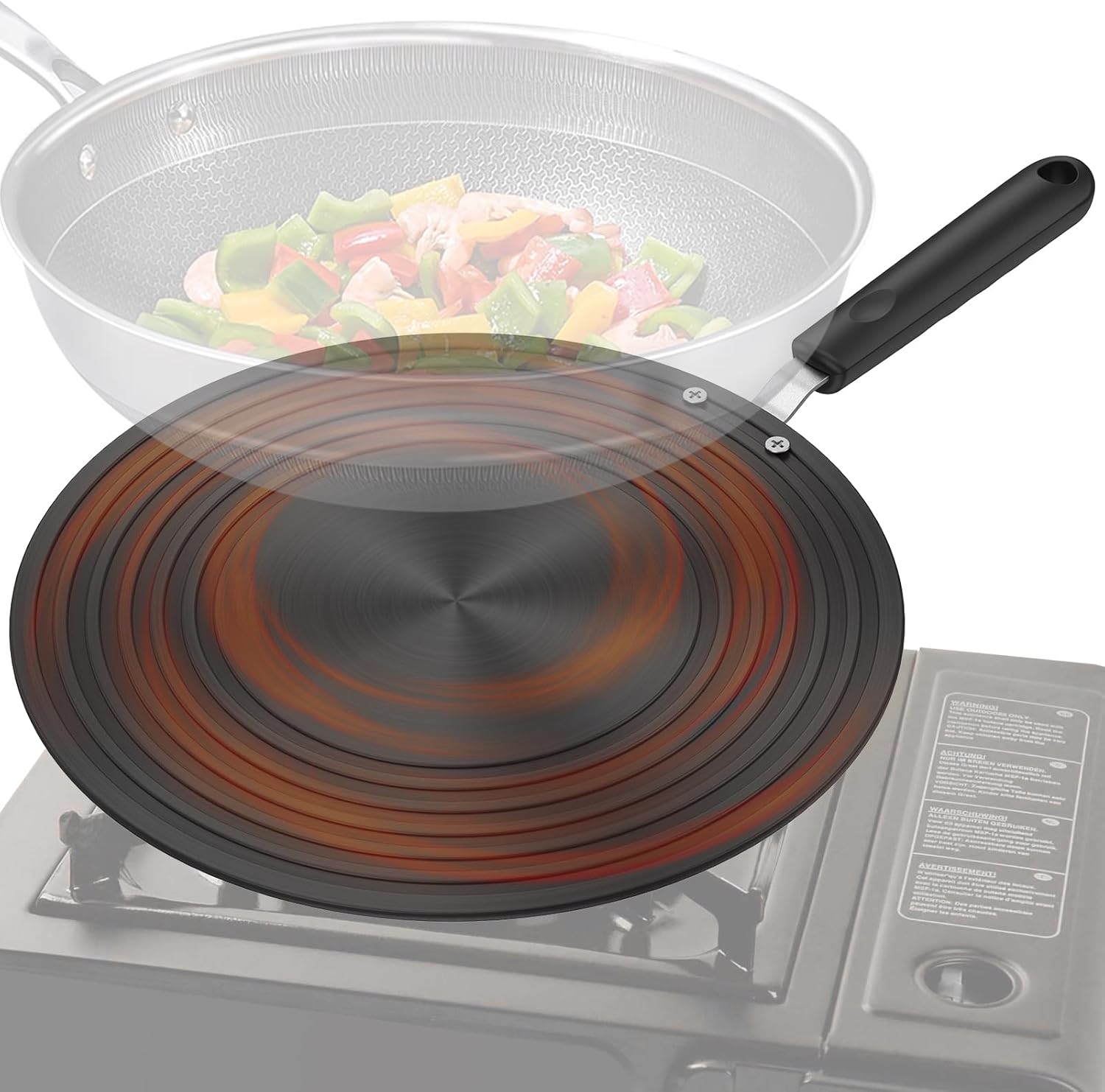 28cm Induction Adapter Plate Double Sided Heat Diffuser Plate with Handle Non Slip Heat