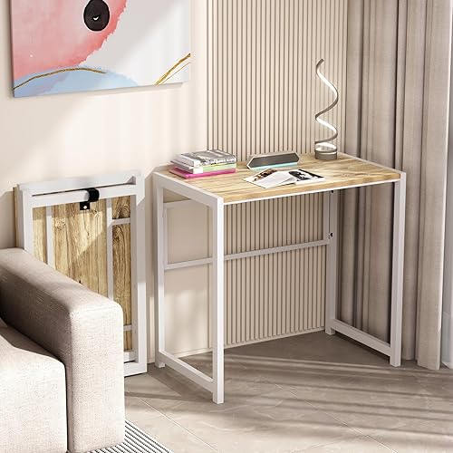 Miniatura 7 de GreenForest Escritorio plegable para espacios pequeños, escritorio de computadora pequeño sin montaje de 31.5 pulgadas para oficina en casa, mesa