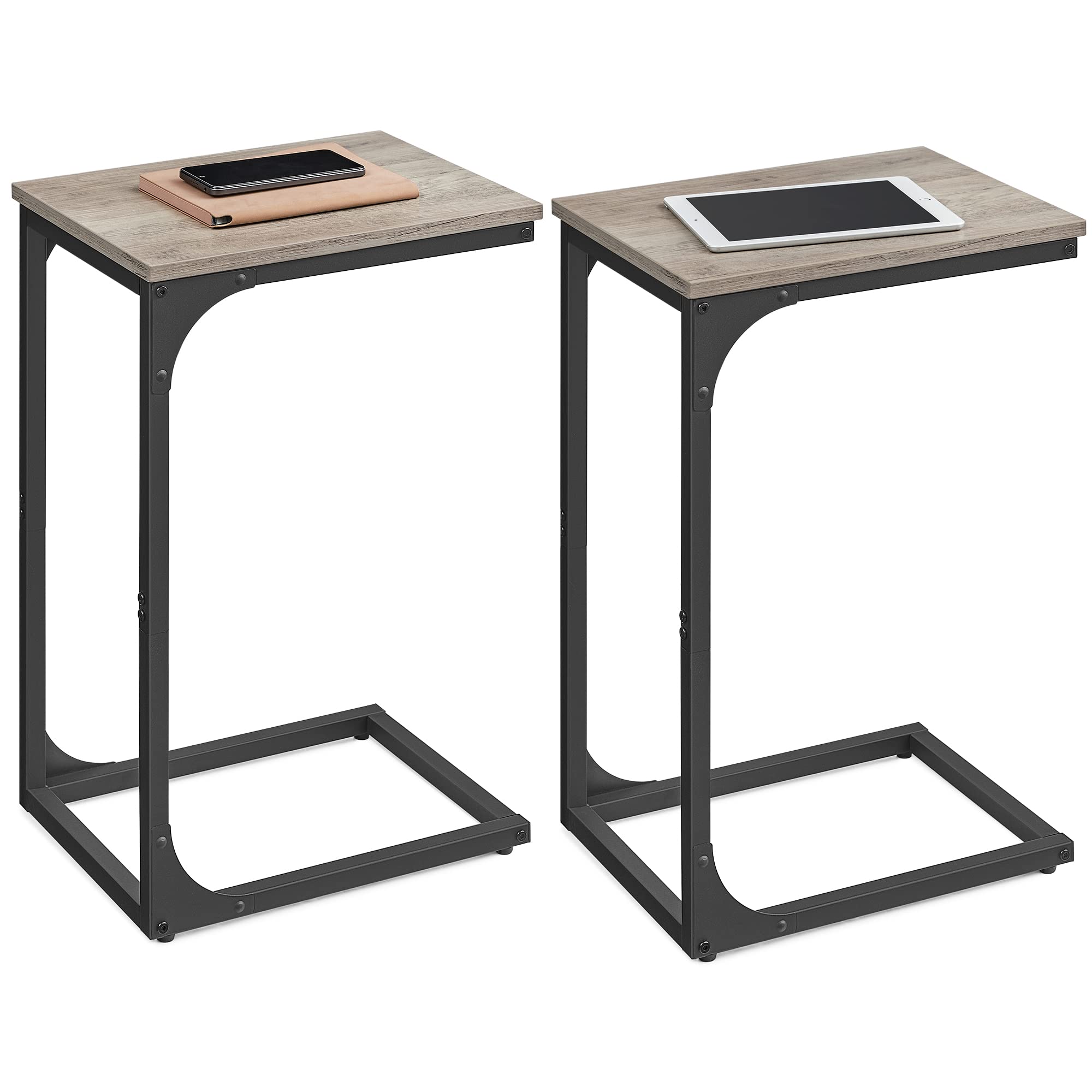 Slim C-Shaped Side Table, Greige + Ink Black / 2