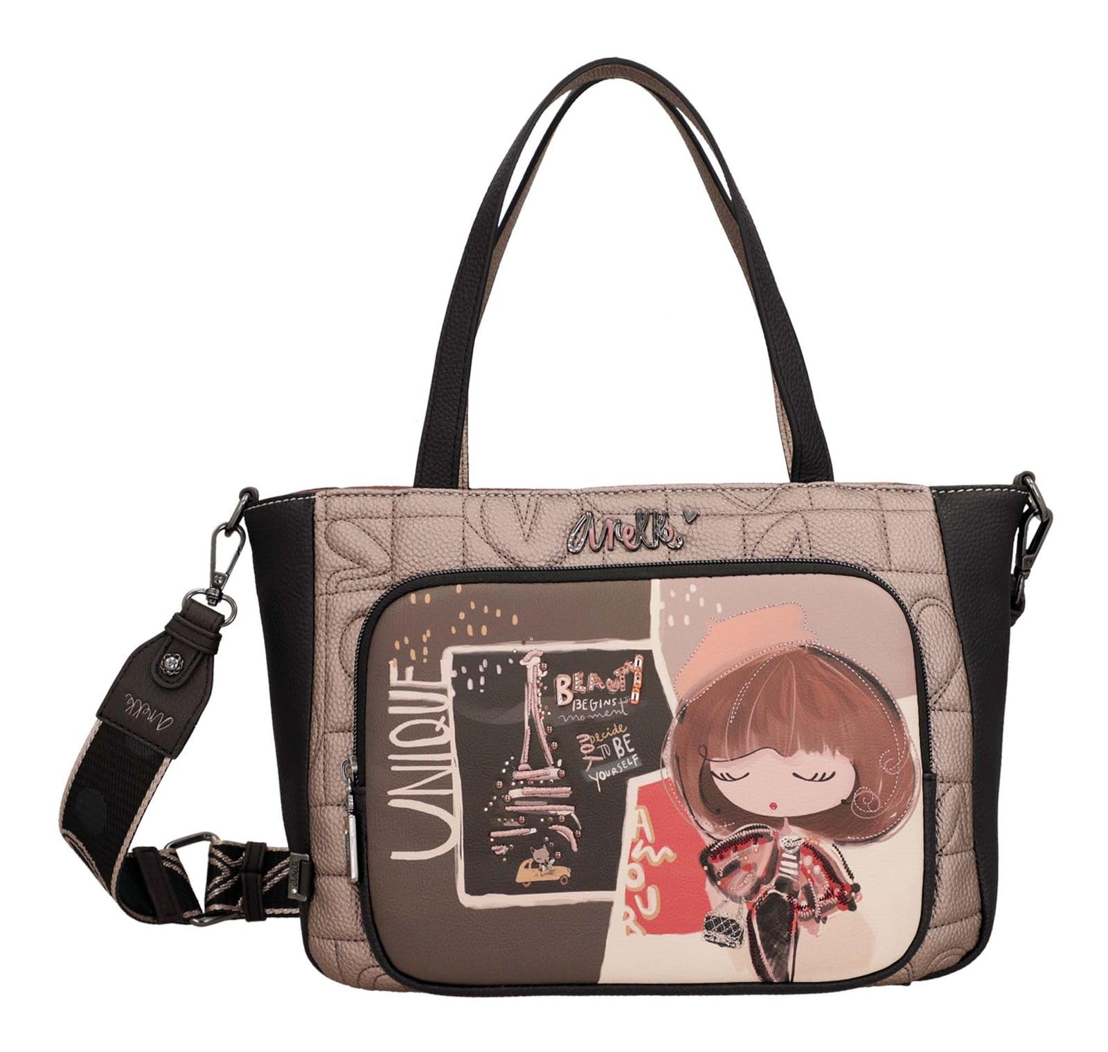 Anekke Bolso de Asa Corta Colección Mademoiselle | Bolso para Mujer con Cierre Cremallera y Varios Compartimentos | Medidas 29x23x10 cm