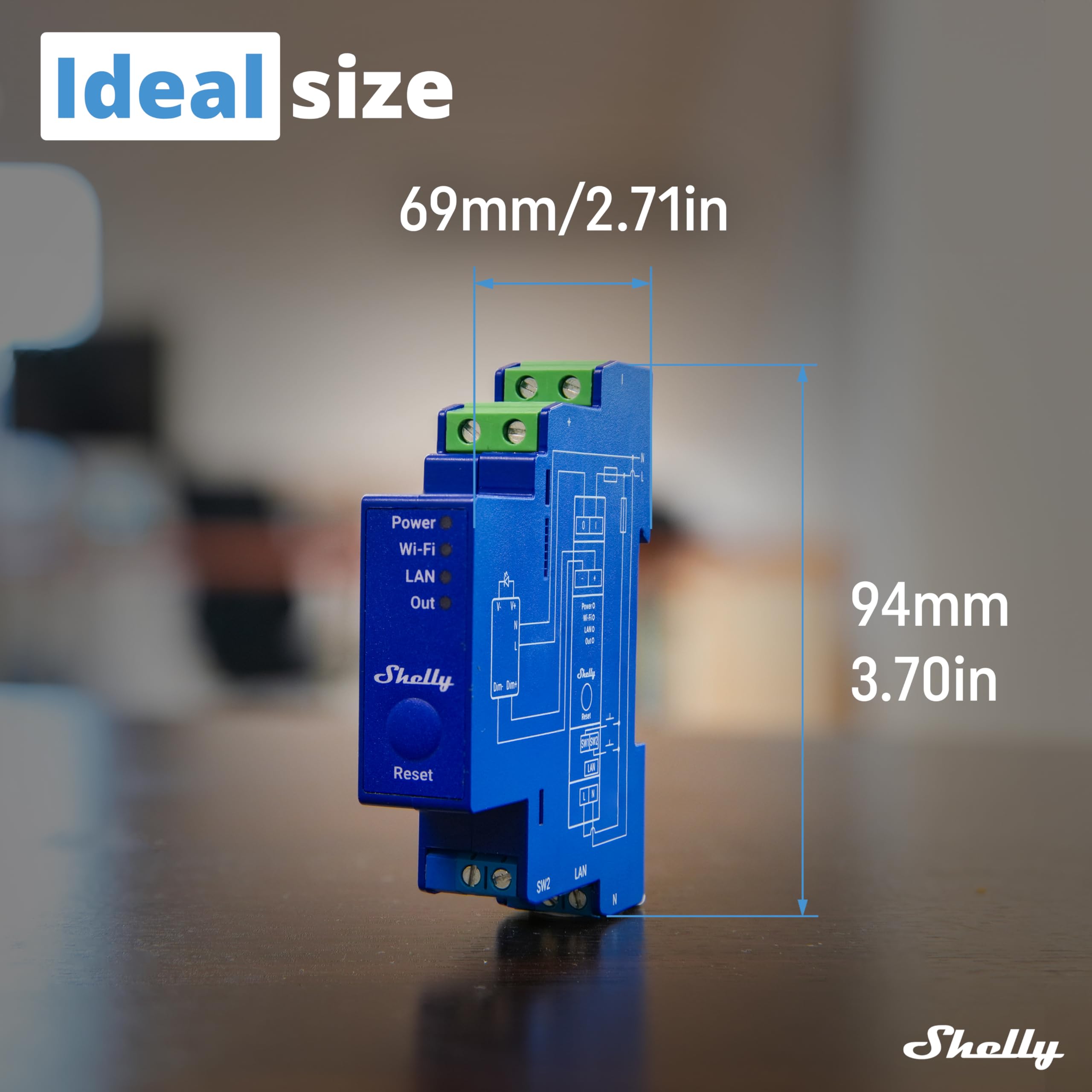 Shelly Pro Dimmer 0/1-10V PM, interruttore smart regolazione luminosità