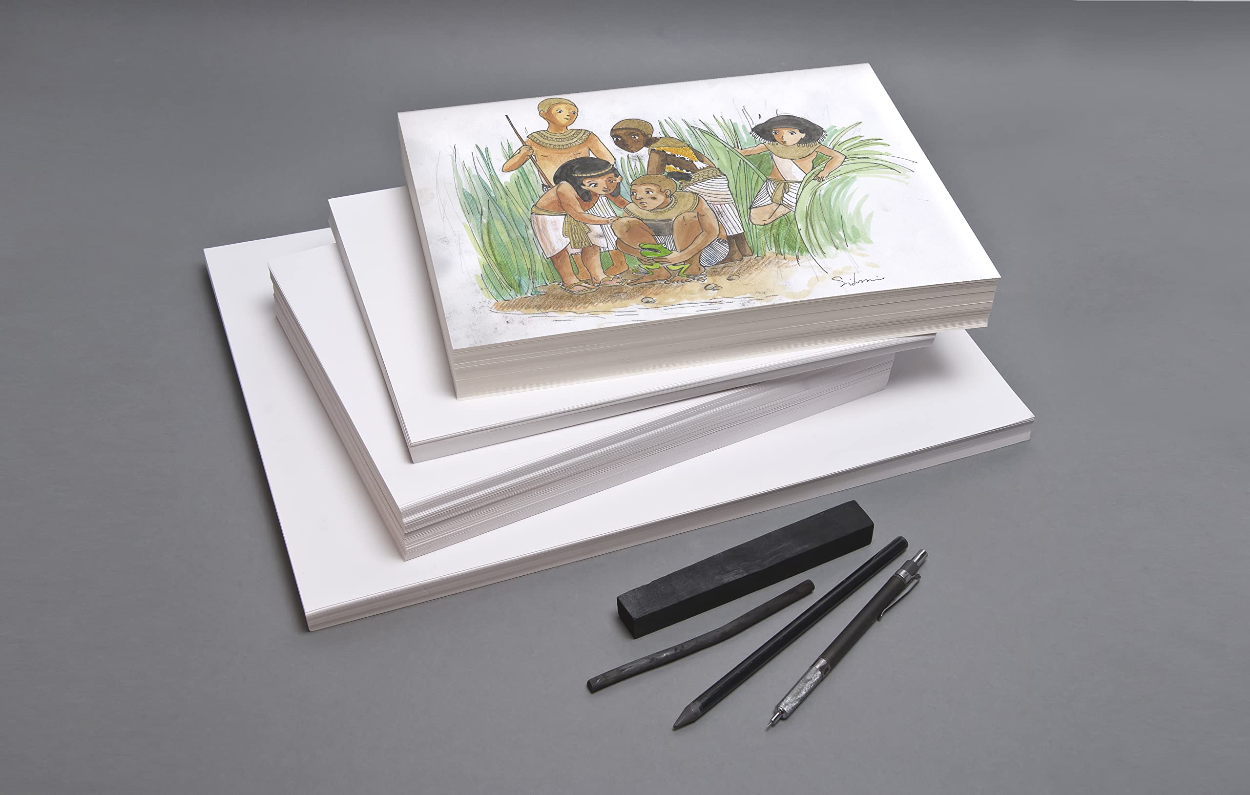 Clairefontaine 1982C - Karton mit 12 Riesen Zeichen- und Skizzenpapier à 100 Bogen, DIN A4, 120g, weiß, 1 Karton