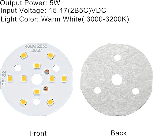 Miniatura 4 de MECCANIXITY COB - Bombilla de chip de luz LED de 5 W, 120 lm, 3000-3200 K, 1.575 in, 15-17 VCC, bombilla de ahorro de energía para foco, reemplazo