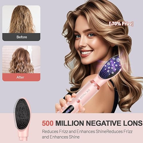 Miniatura 5 de Estilizador de cabello de aire caliente 6 en 1 de alta velocidad con pantalla digital de temperatura, tecnología iónica, 3 ajustes de calorfrío,