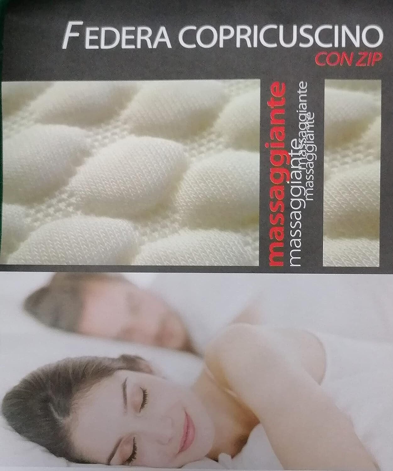 Corredocasa Set 4 Federe Copricuscino 50x80 cm Massaggianti Antistress con Cerniera Zip in Tessuto Traspirante Antiacaro e Ipoallergenico Ideali per Un Sonno Rilassante per Casa B&B Hotel