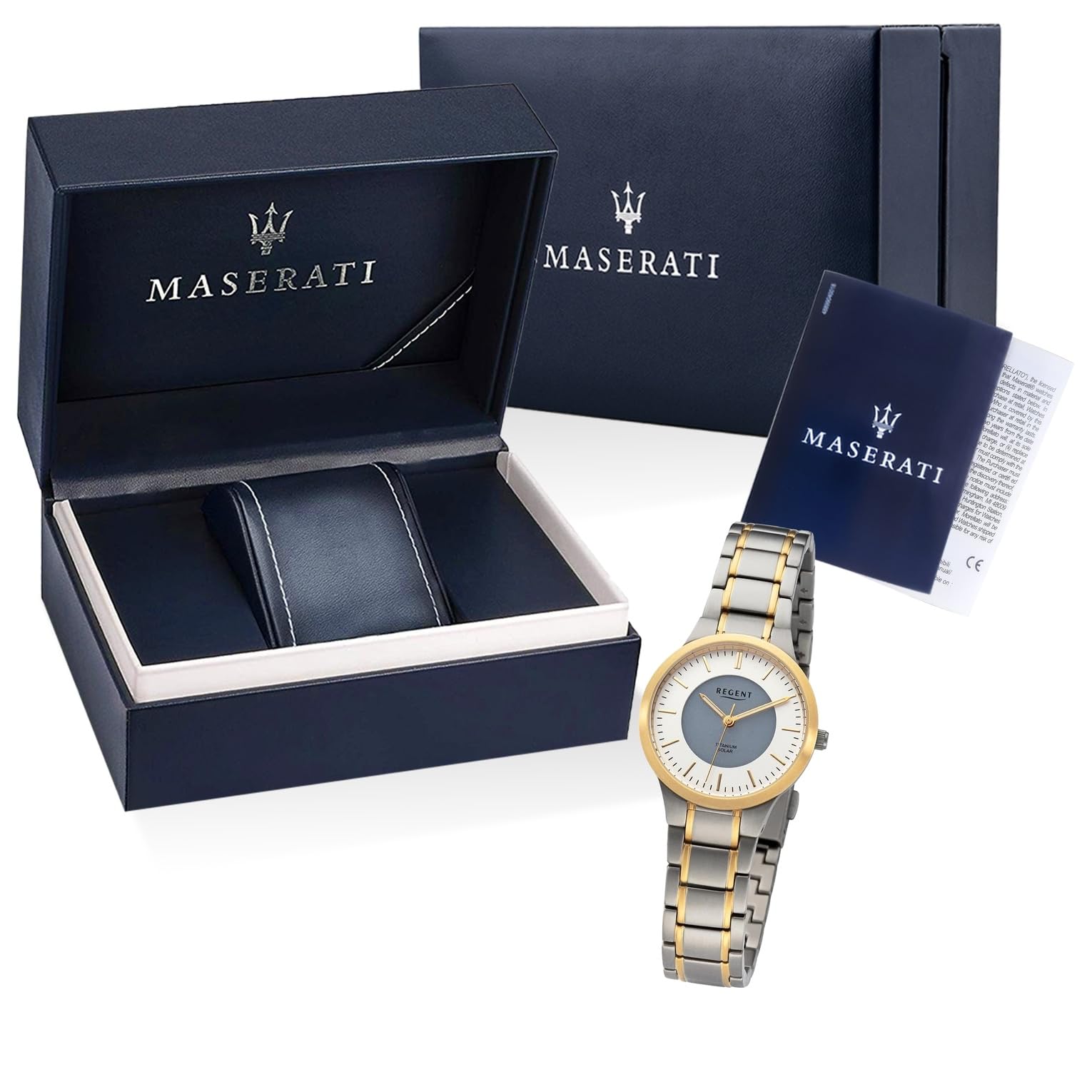 Zegarek solarny tytanowy Regent damski pasek metalowy Ø 30 mm (srebrny)