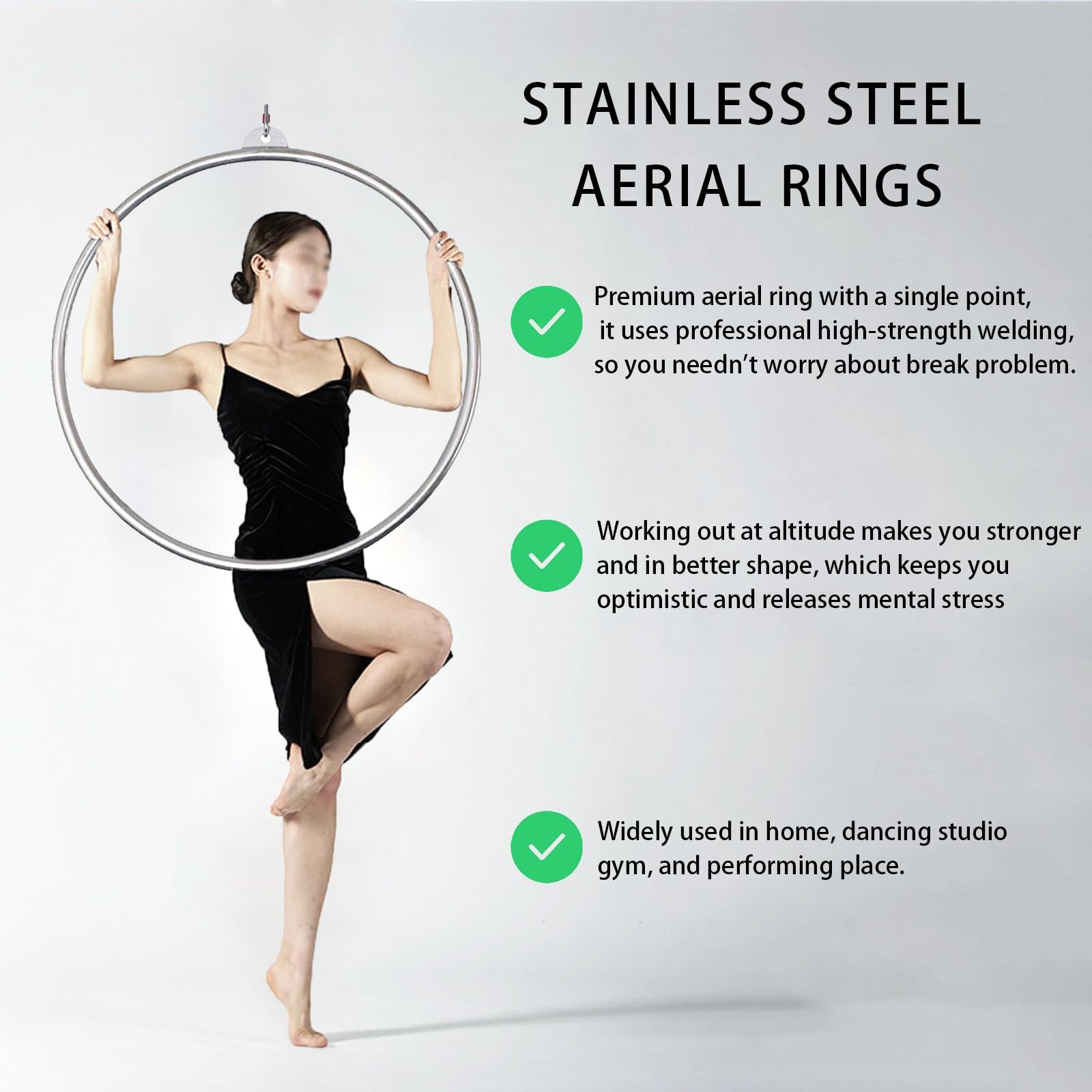 Cerceau AéRien, Anneaux AéRiens en Acier Inoxydable, éQuipement pour Danse AéRienne, Yoga, EntraîNement, Cirque, Ensemble De Cerceaux AéRiens, Fitness AéRien,Chassis