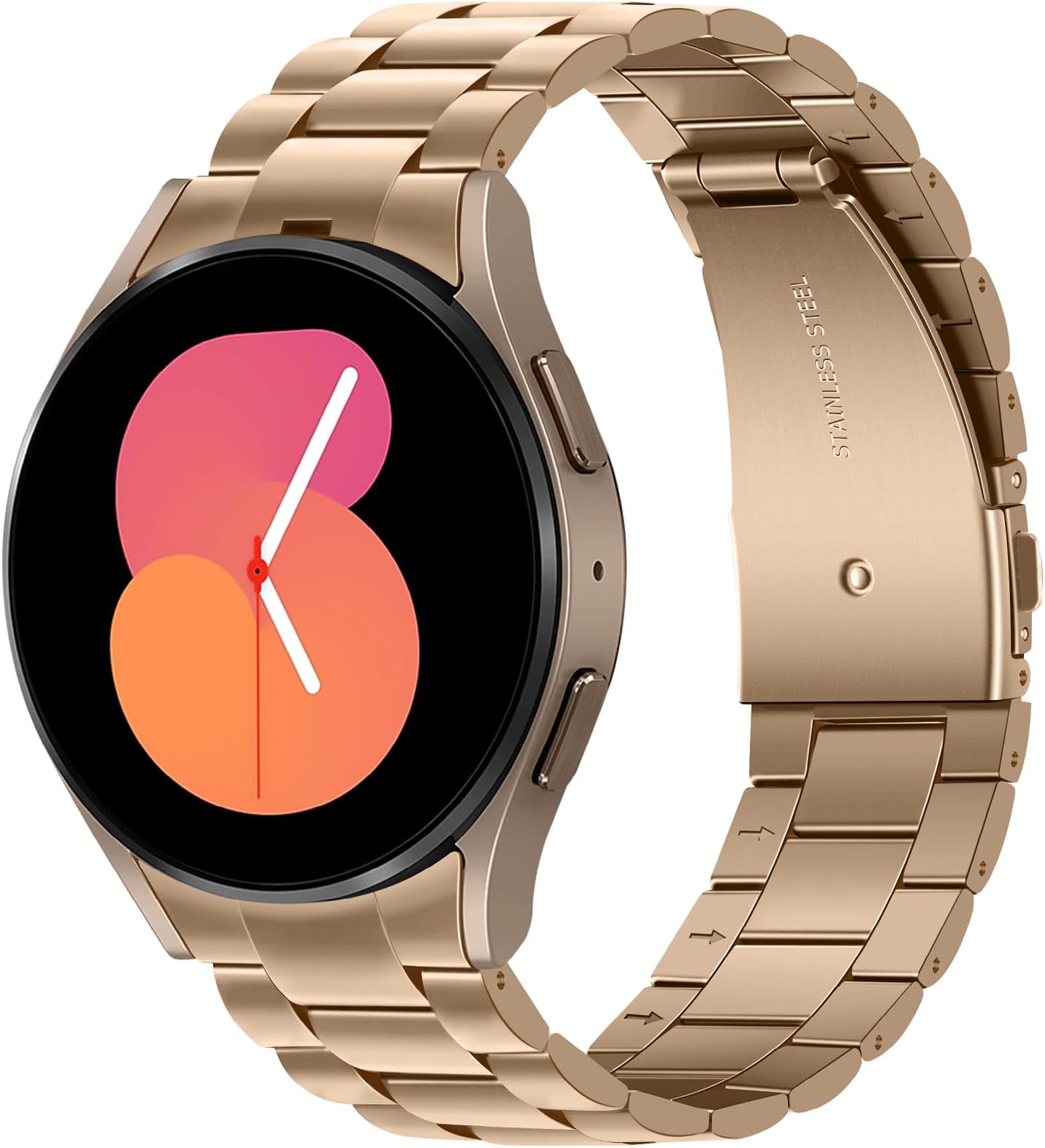 Anlinser No Gap Straps Compatible with Samsung Galaxy Watch 7/6 - 20mm Metal Band, Rose Gold