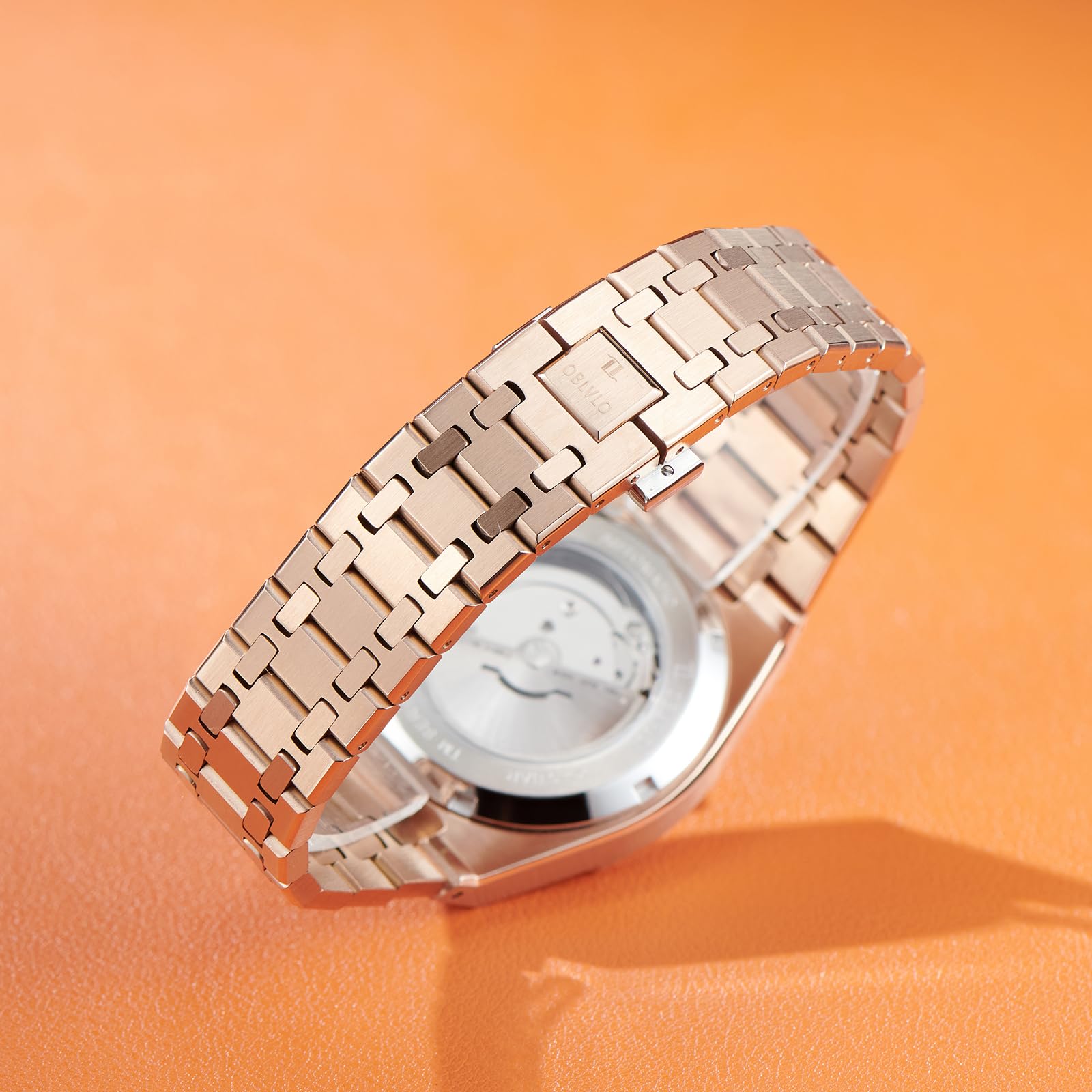 OBLVLO Orologio meccanico da uomo, in acciaio inox 316L, cassa da 41 mm, lancette luminose, impermeabile fino a 50 m, orologio da polso automatico casual TM-ASP