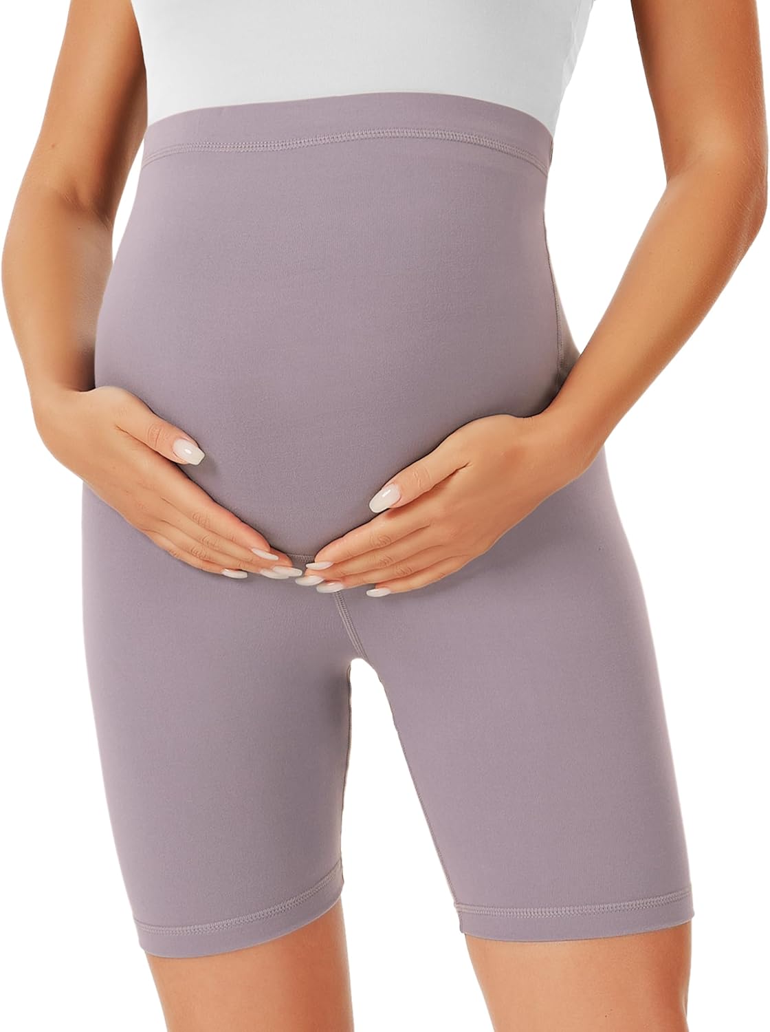 BONVIGOR Maternity Shorts Over The Belly - 5" Biker Workout Yoga Active Athletic Pregnancy Short Pants Lounge Pajama - Image 4