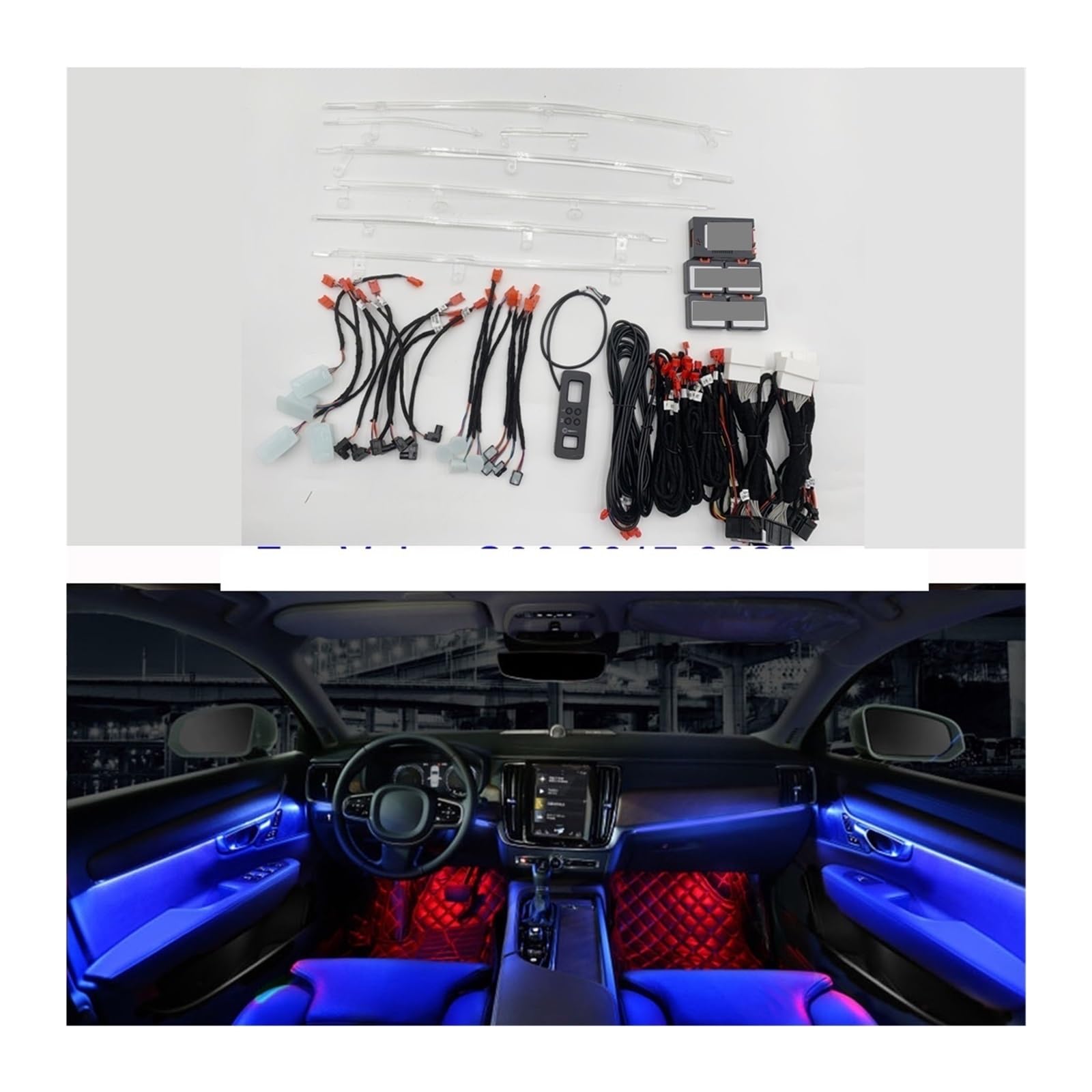 XCZPRKMXY Screen Control Key Control 64 Colors Ambient Light Compatible with Volvo S90 V90 2017-2022 Led Decorate Illuminated Strip with Dashboard(Set 1)