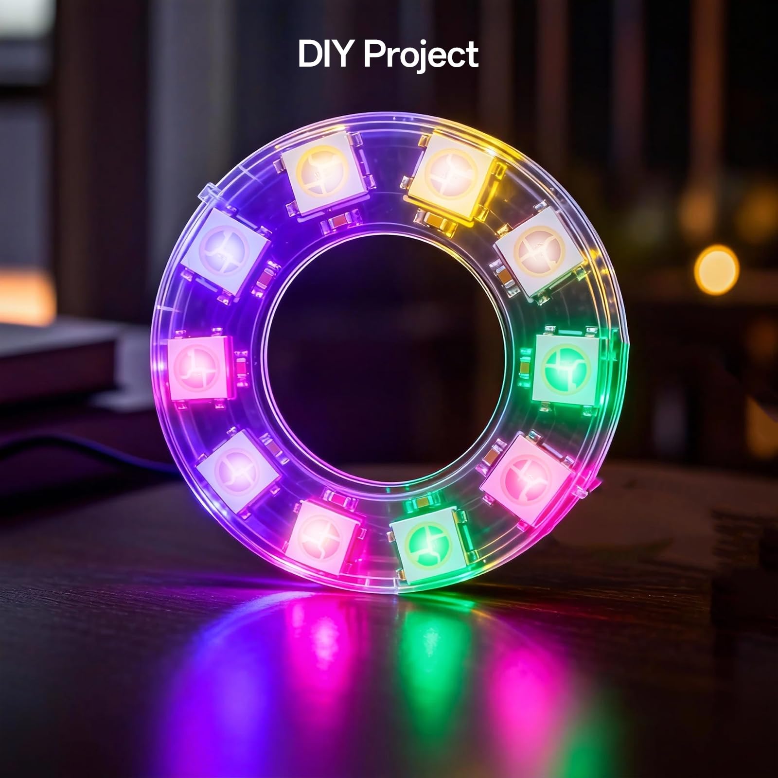CUQI WS2812 RGB LED Ring 8 bit indirizzabile individualmente WS2812 LED diametro 50 mm per Arduino, Raspberry Pi, progetti fai da te