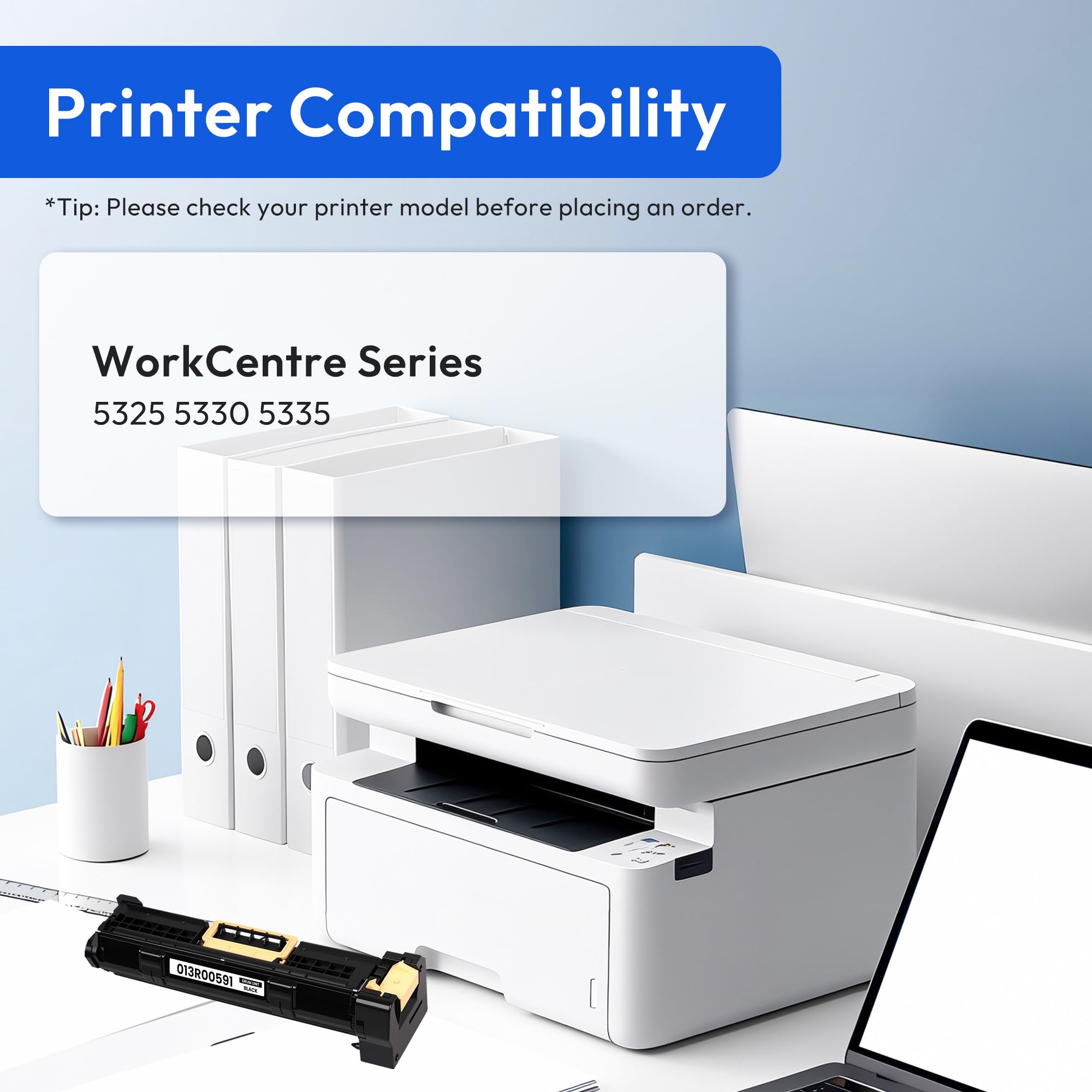 013R00591 - Unità tamburo di ricambio per unità tamburo Xerox WorkCentre 5325 Workcentre 5330, cartuccia a tamburo Workcentre 5335, compatibile con stampanti WorkCentre 5325, 5330, 5335, confezione da