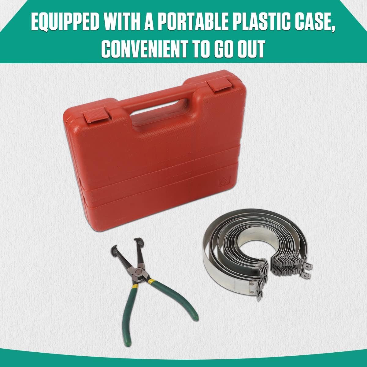 Automotive Piston Ring Compressor Tool, Car Engine Piston Ring Compressor Pliers Set with 14 pcs Piston Rings & with 1 Pliers Repair Tool Kit for Car Truck Auto Engine